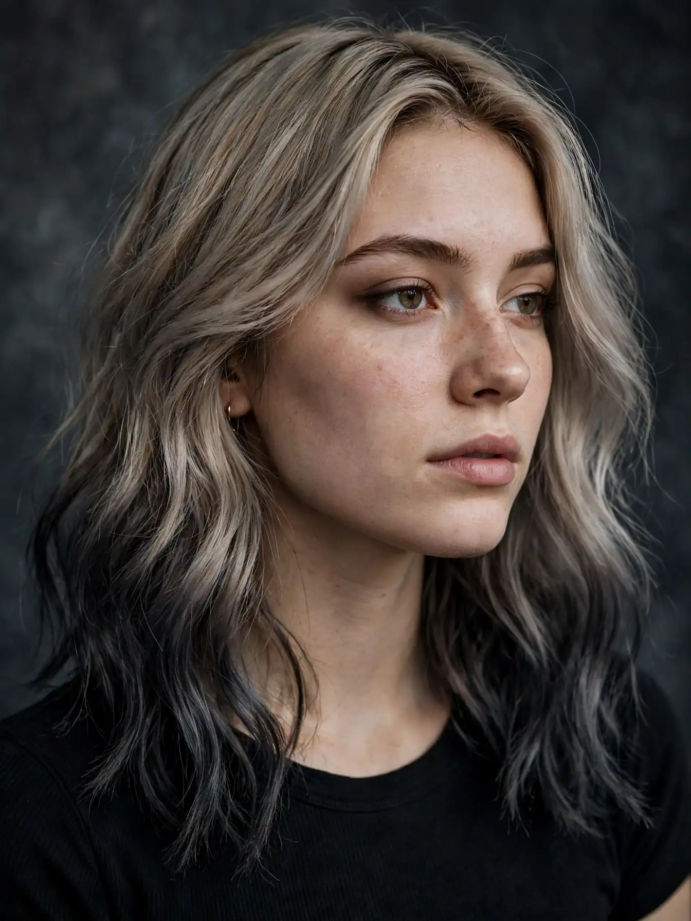 Ashy bronde melt with smoky darkened ends