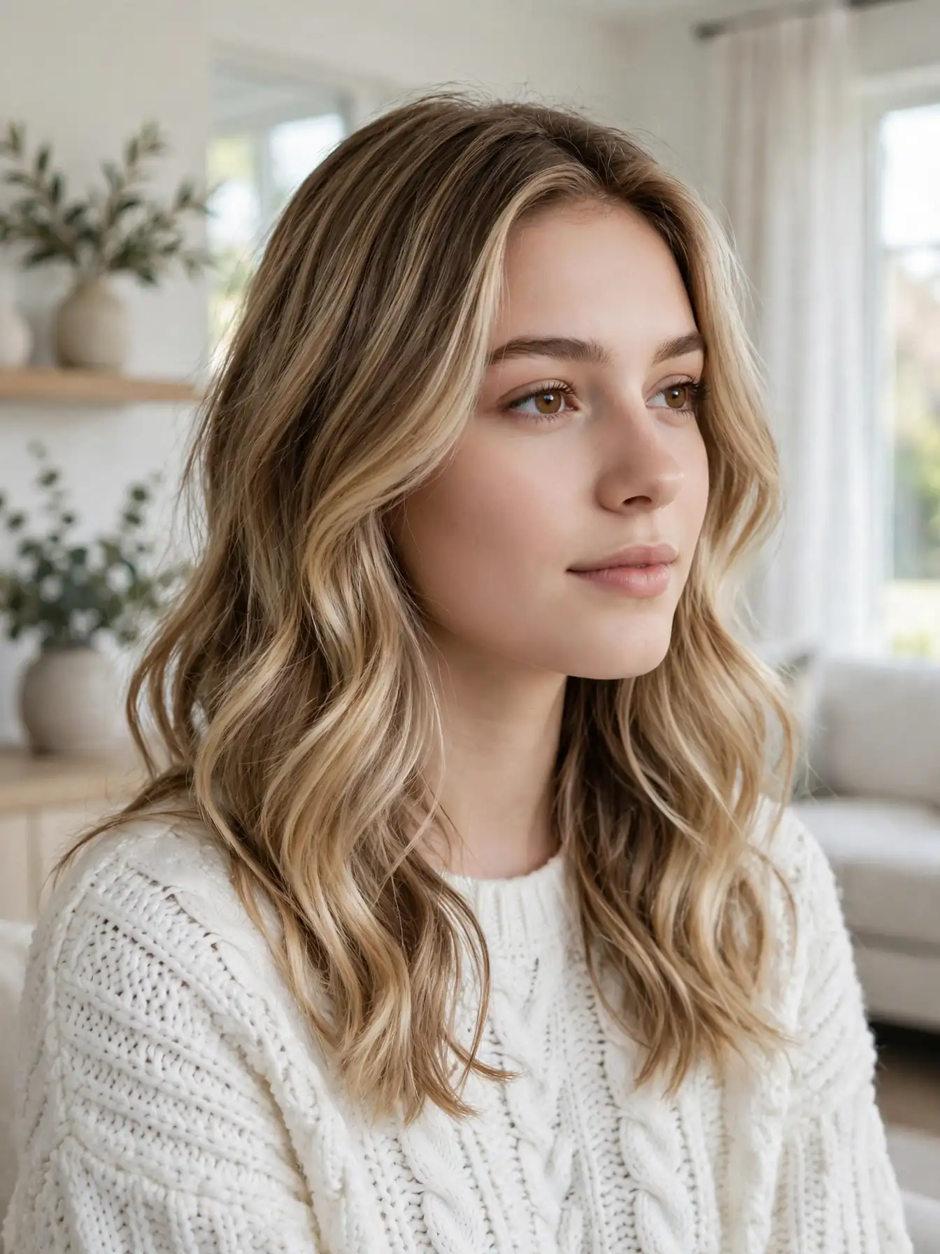 Winter bronde blend of brown and blonde tones