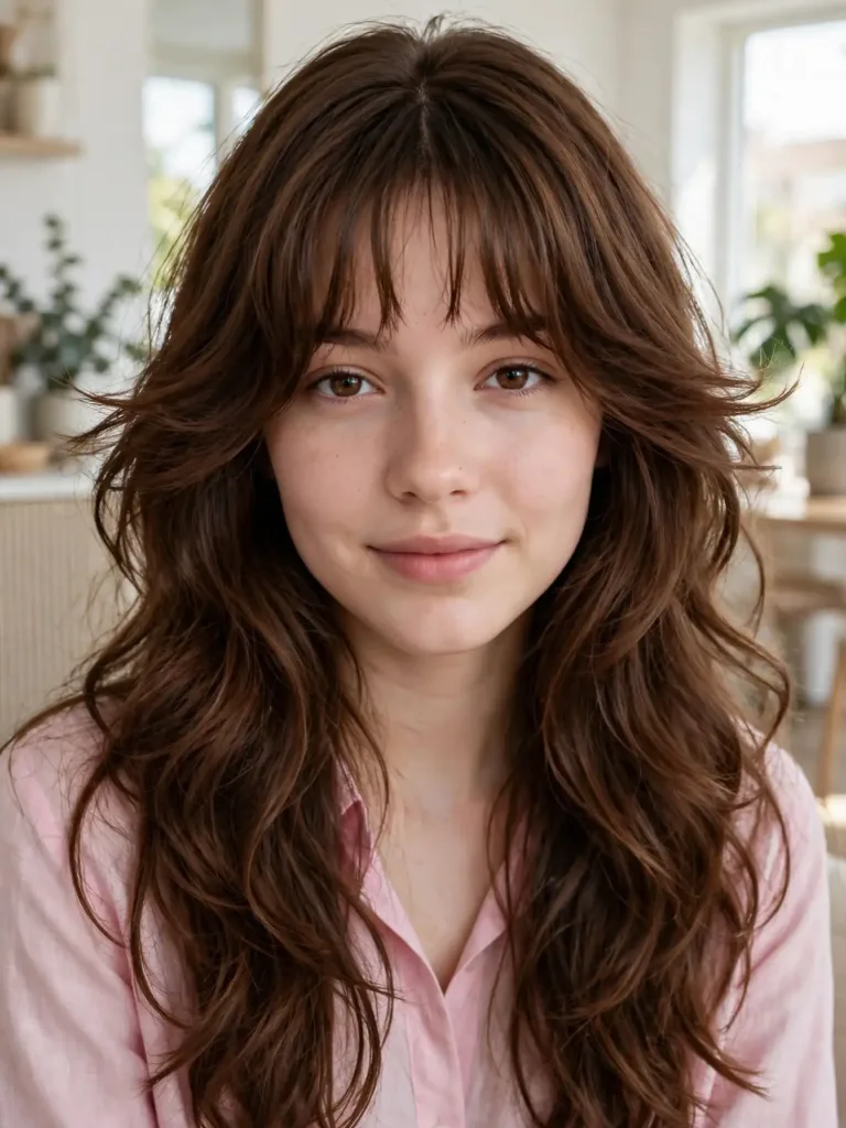 25 Best Haircuts for Thick Wavy Hair That Remove Bulk 22 Bottleneck bangs with long layers on thick wavy hair