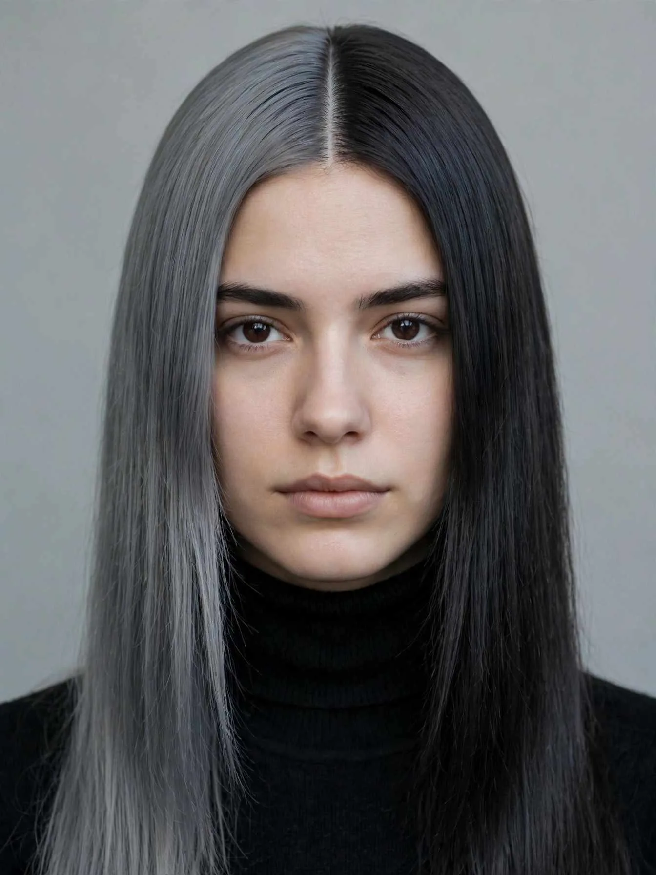 Ash gray and charcoal muted split dye