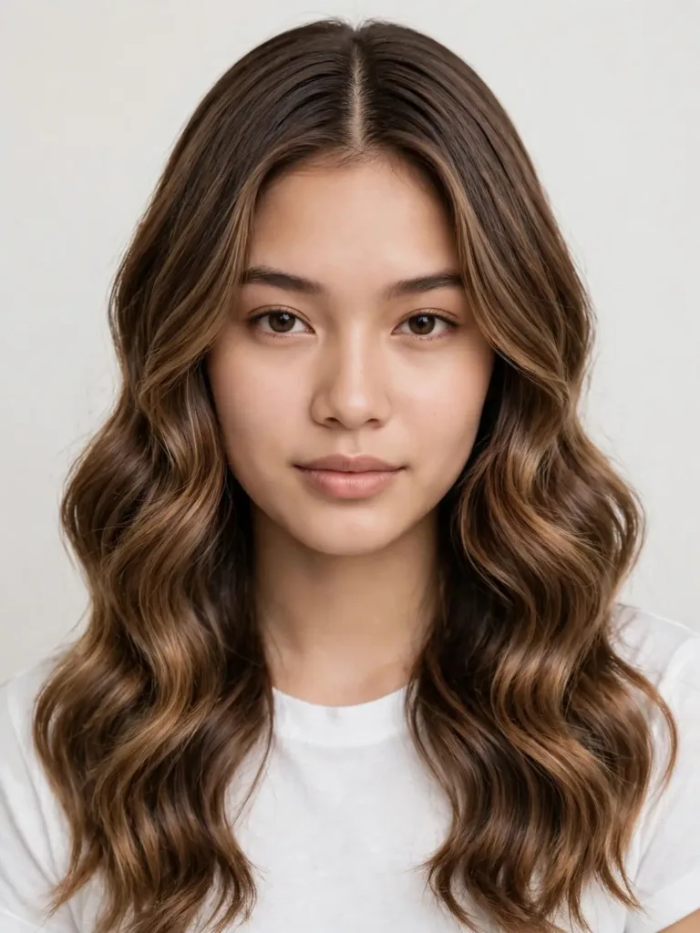 Beachy waves with a sleek middle part