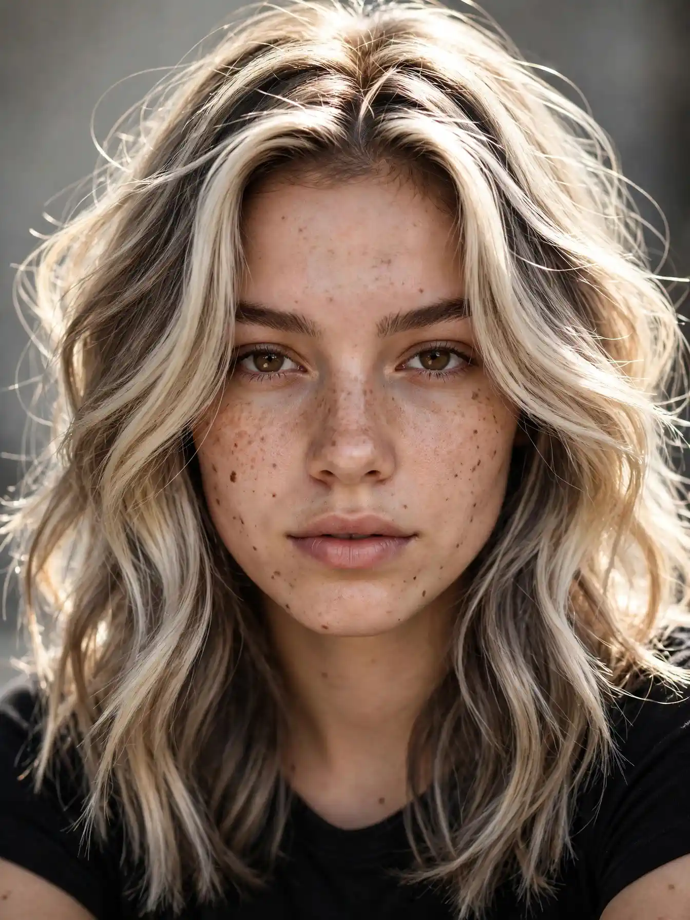 Ashy bronde melt with bright ash blonde lifted pieces