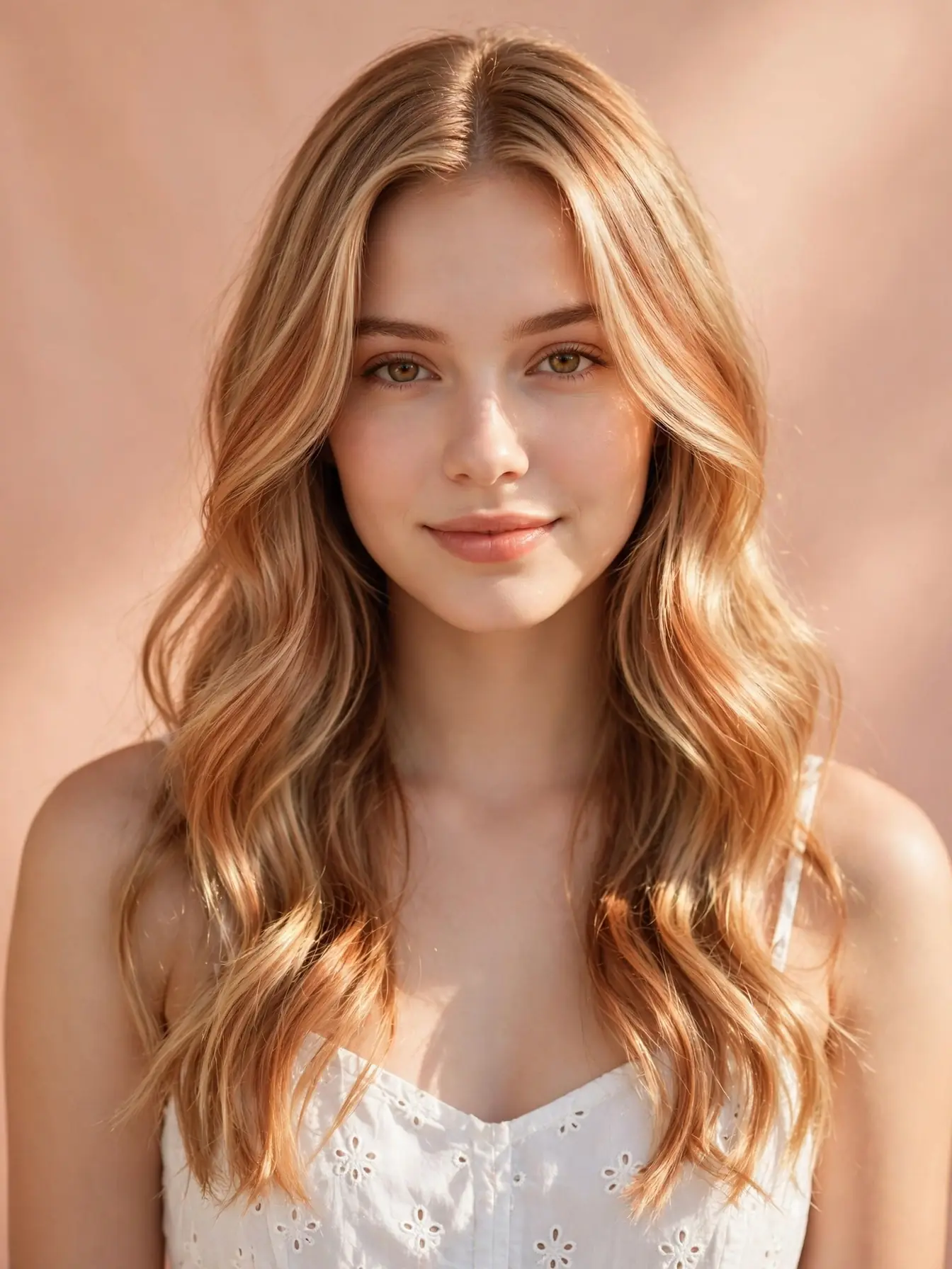 Honeyed oxidized copper hair on a light golden base