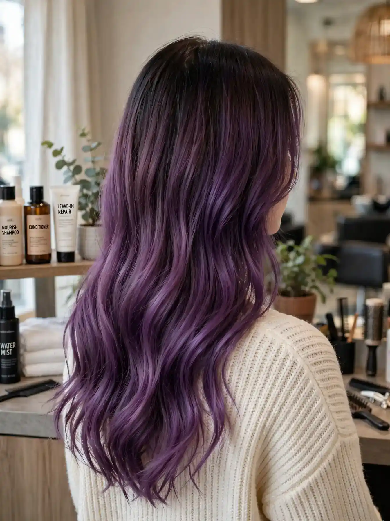 Plum root melt blending natural roots into violet lengths