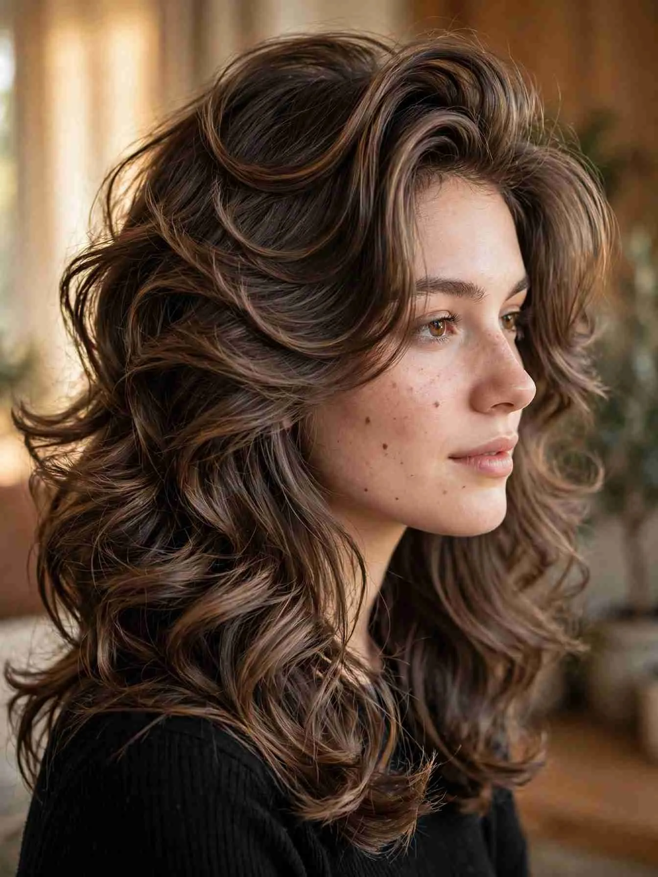 Cool chocolate brown with dimensional lowlights