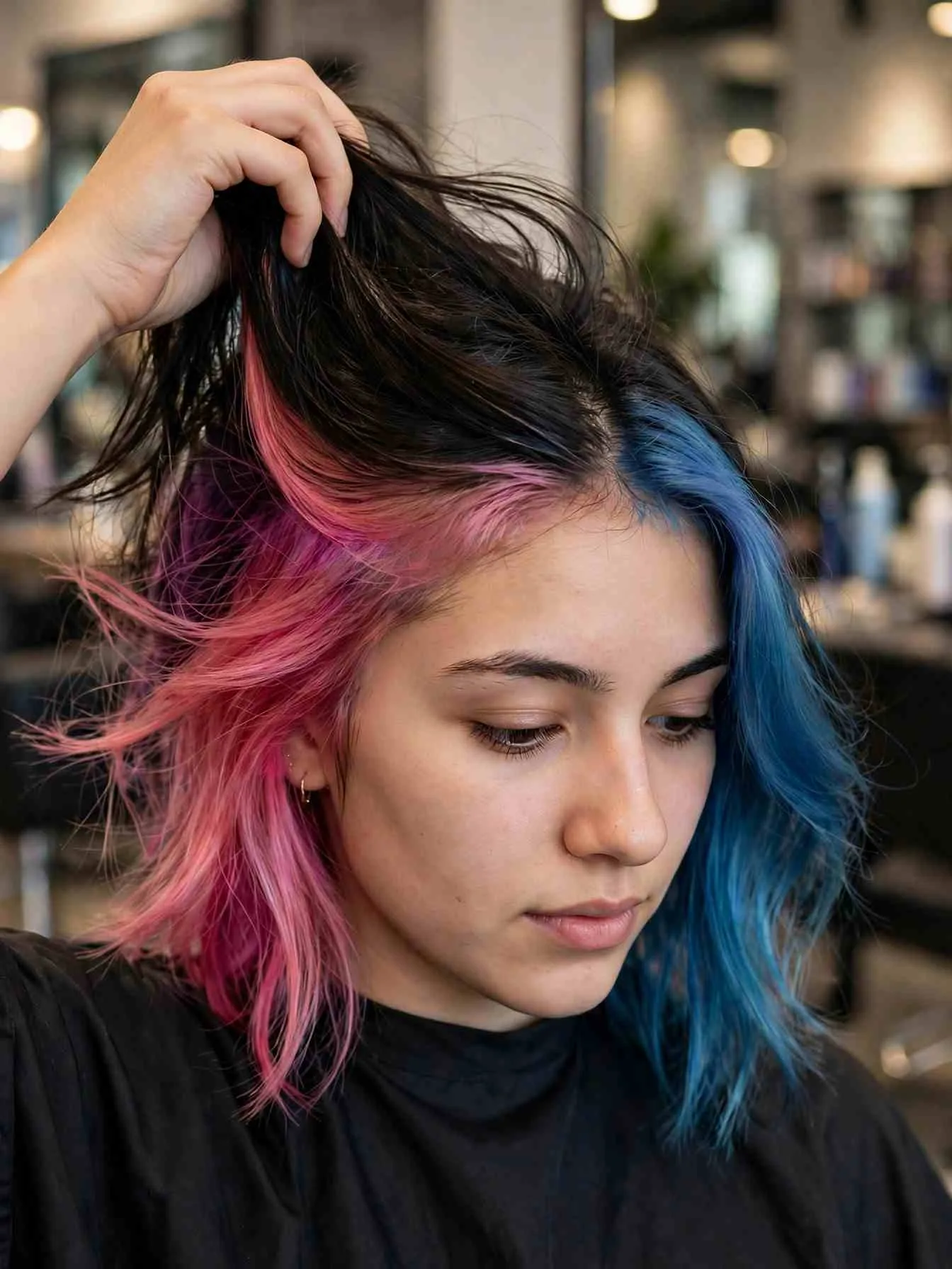 Peekaboo underneath split dye panel