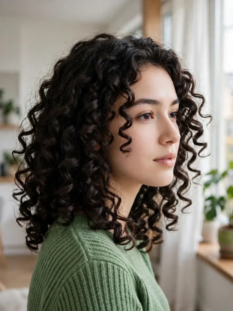 Springy defined waves from overnight twists on curly hair