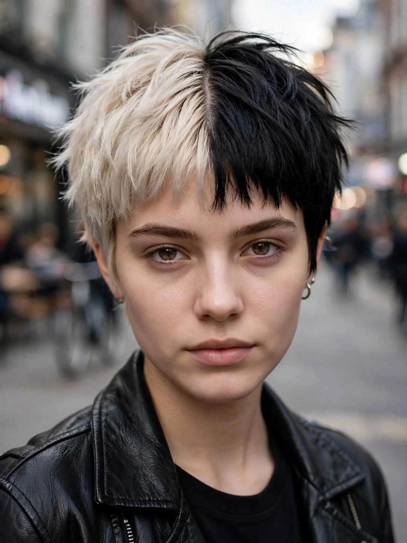 Split dye on a textured pixie cut
