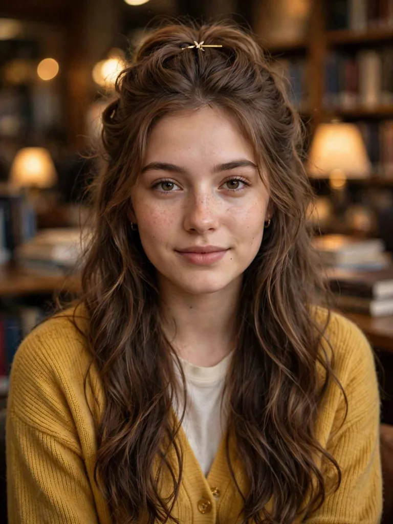 Loose half-pinned butterfly hairstyle for second-day hair
