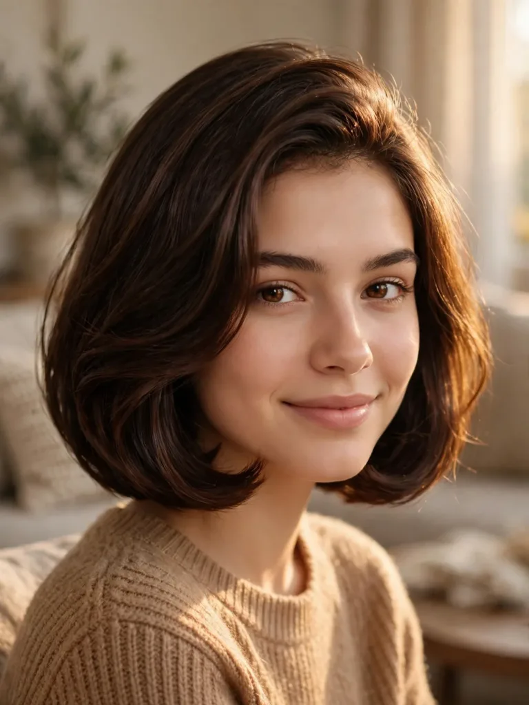 Italian Bob Haircut: The Full Guide to Getting It Right 7 Round brush smoothing a dark Italian bob, ends curving under