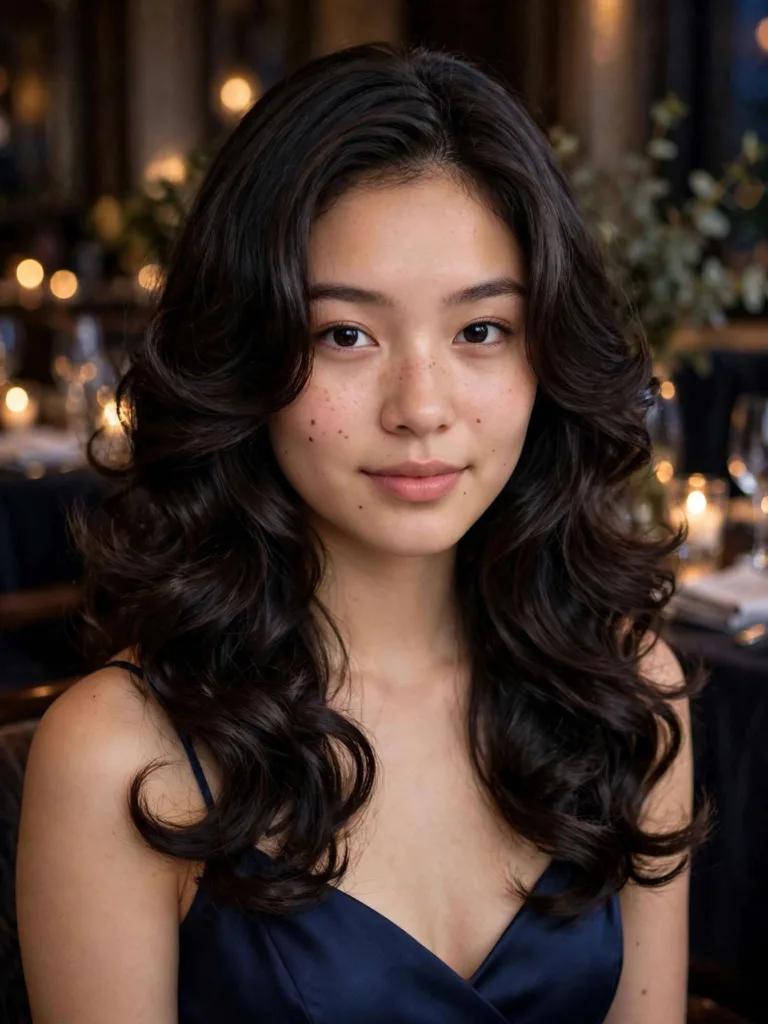 Polished evening butterfly curls with large-barrel waves