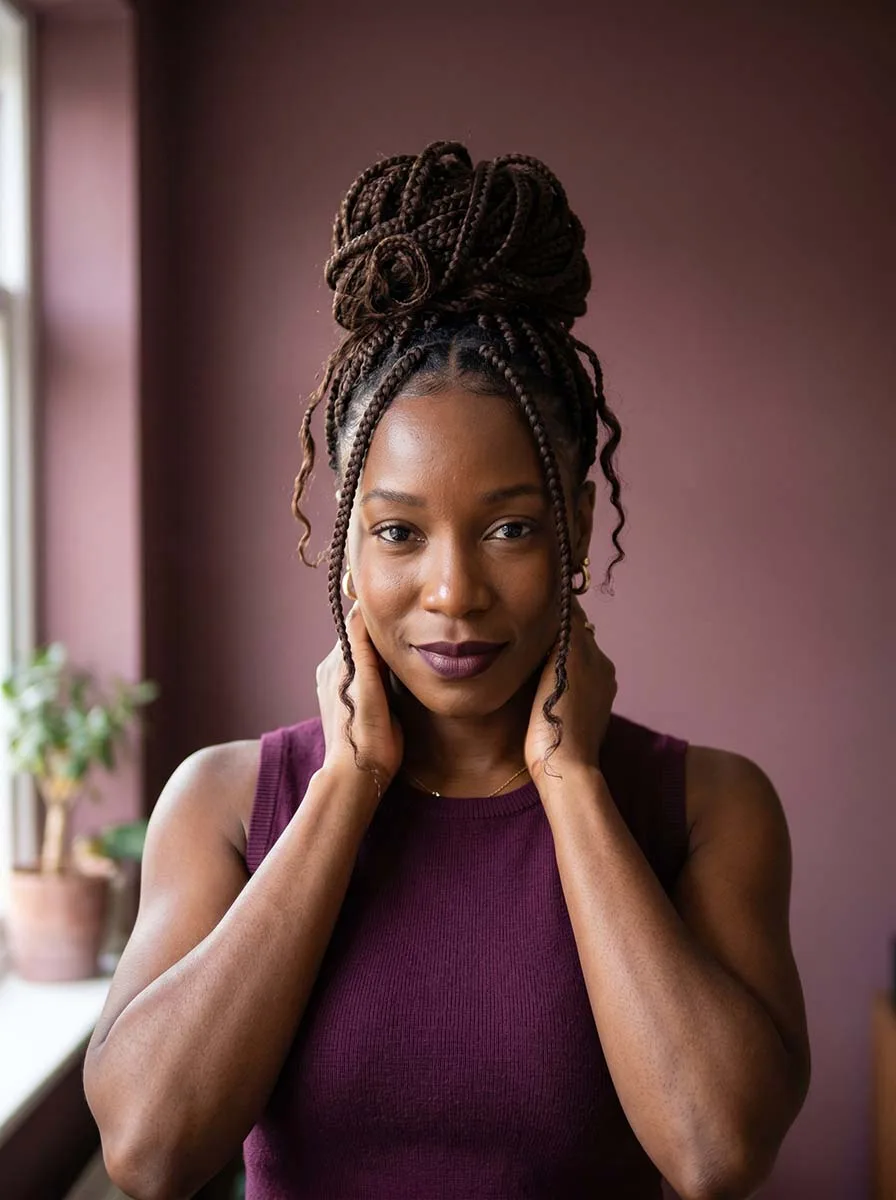 Home 21 Protective Style Knotless Braids in Updo