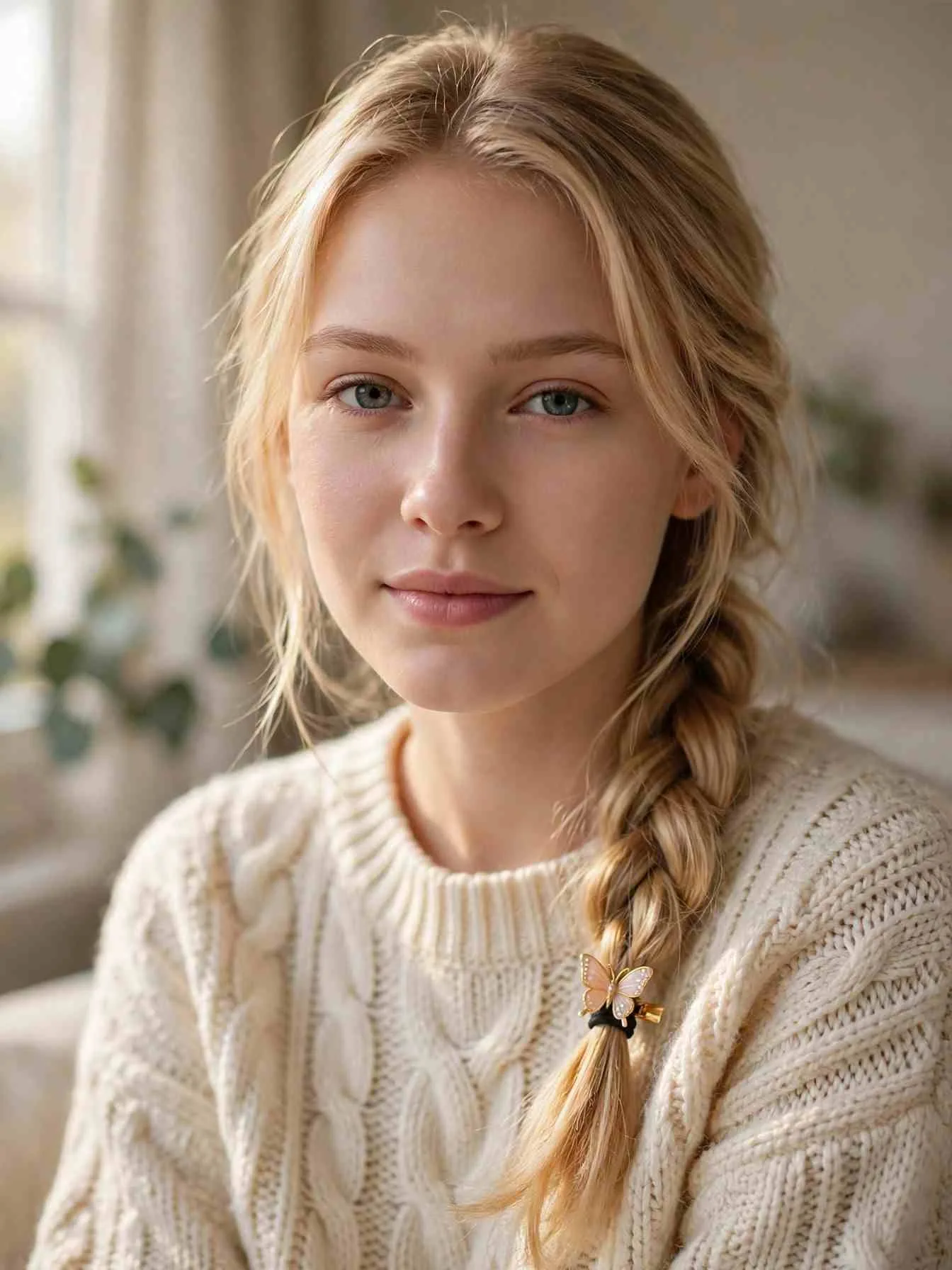 Loose overnight braid finished with a mini butterfly clip