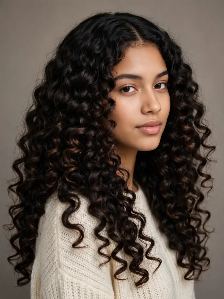 22 Gorgeous Curly Lace Front Wig Hairstyles To Try Now 4 Woman wearing voluminous curly lace front wig hairstyles in a middle part with defined glossy curls