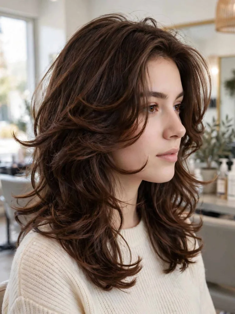 20 Open Butterfly Layer Hairstyles to Keep the Length 7 Woman with open butterfly layer hairstyles, long face-framing layers and soft blowout volume