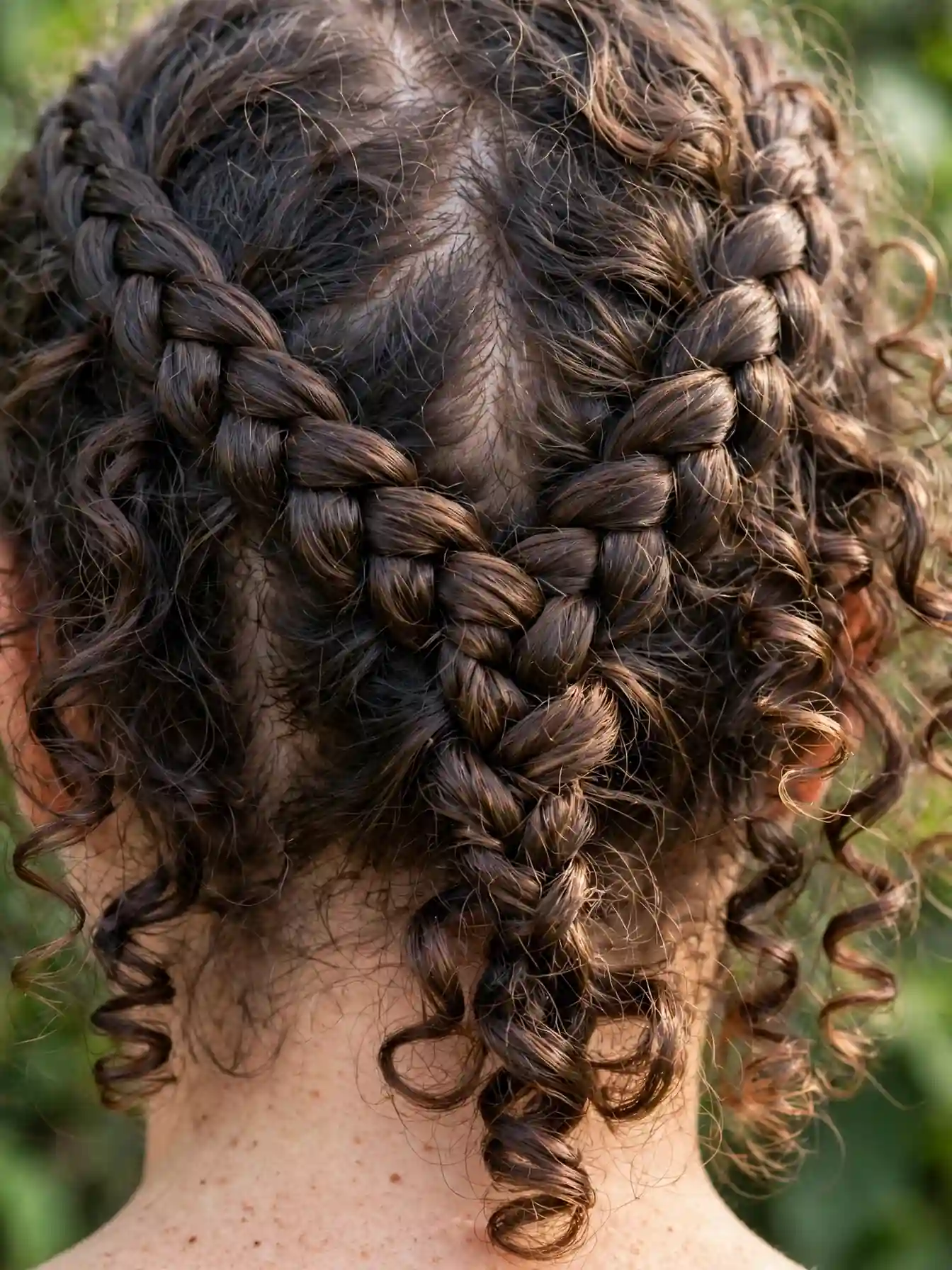 Elegant Updo for Curly Hairstyles: 20 Timeless Ideas 23 Braided curly crown detail from behind
