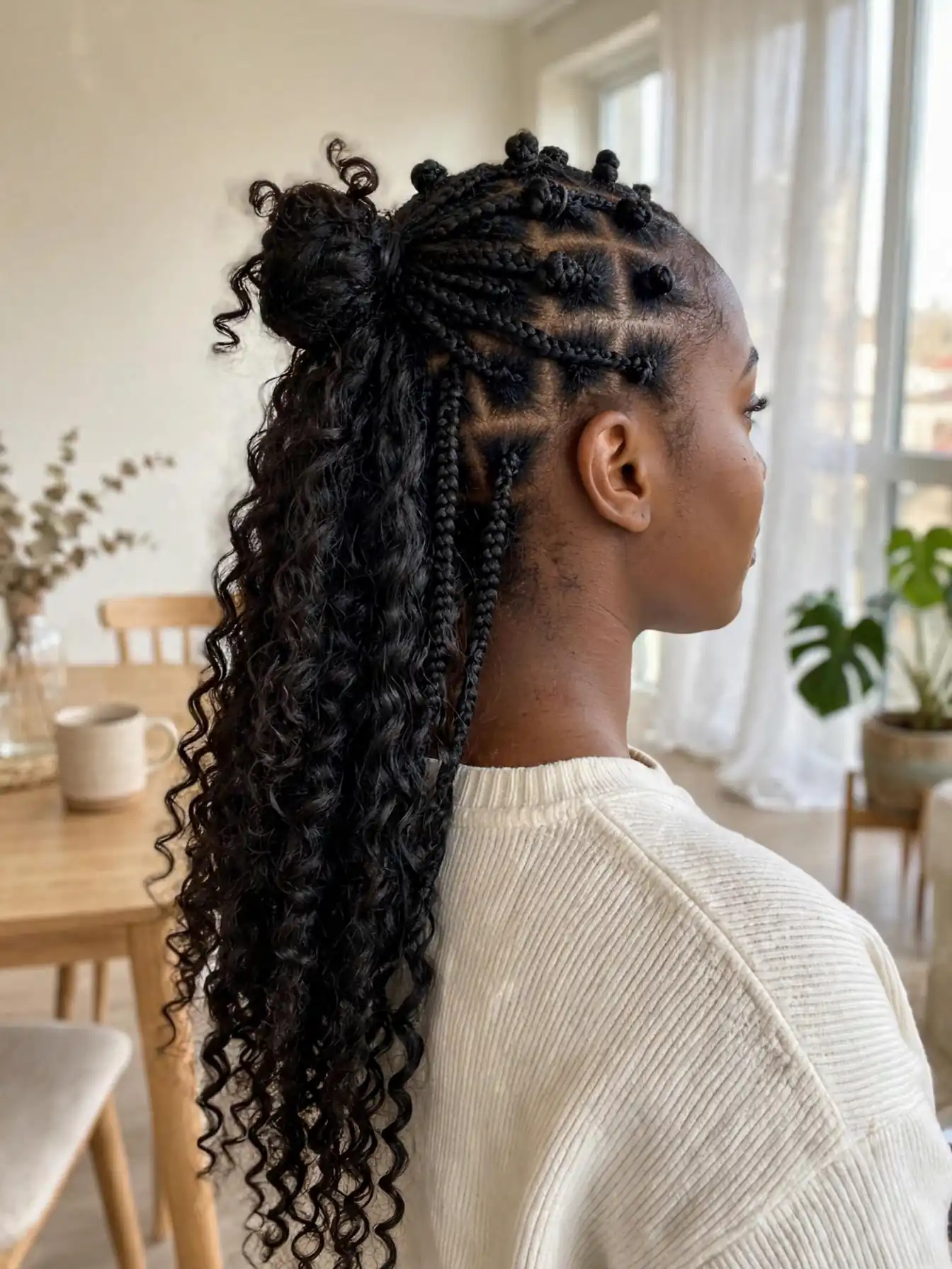 Half-up half-down miracle knots from behind