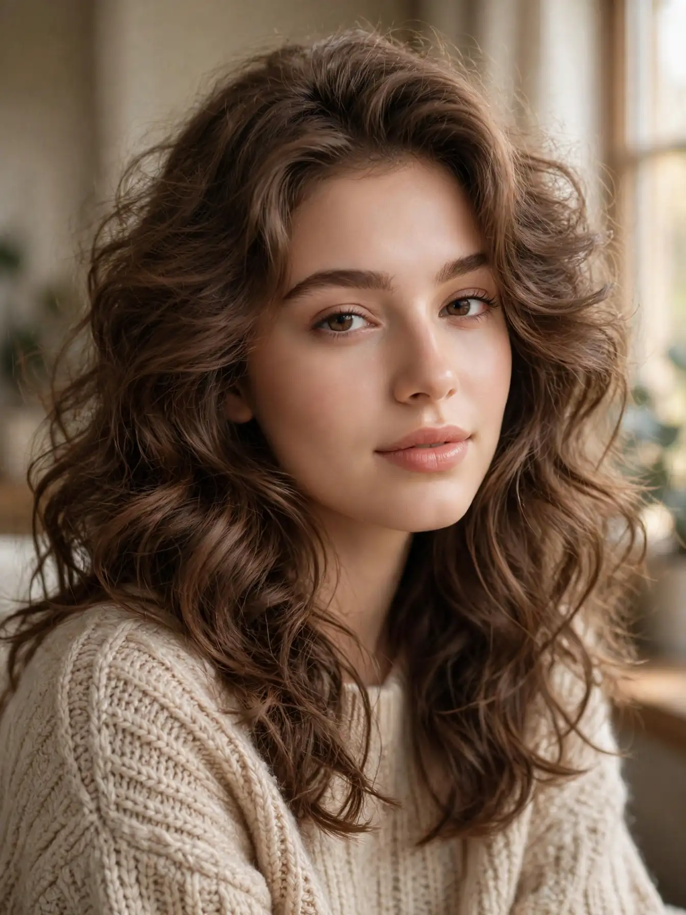 Brushed-out crimped waves with soft fluffy volume