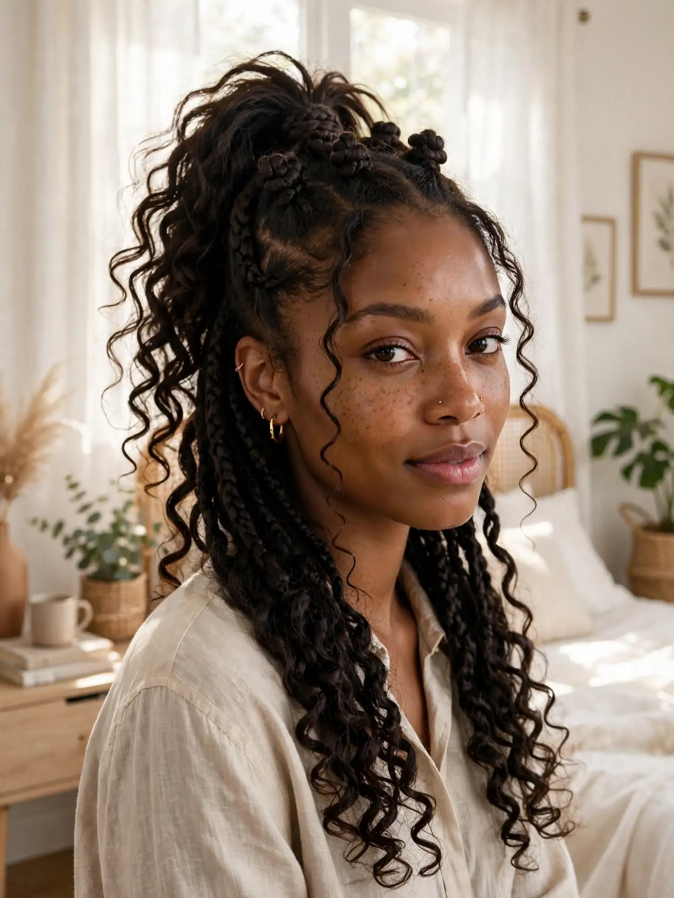 Half-up half-down miracle knots hairstyle