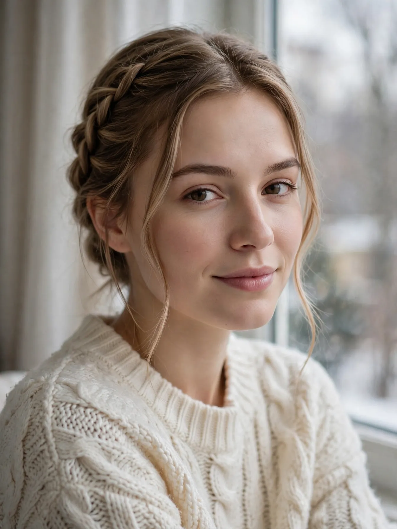Soft French braid with face-framing pieces