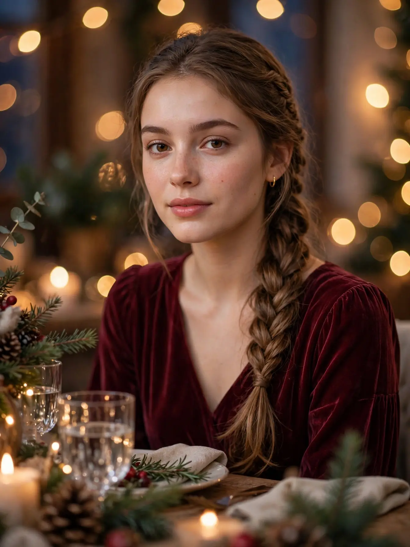 22 Cozy Winter Braid Hairstyles to Try This Season 5 Elegant fishtail braid worn with a burgundy dress at a holiday dinner