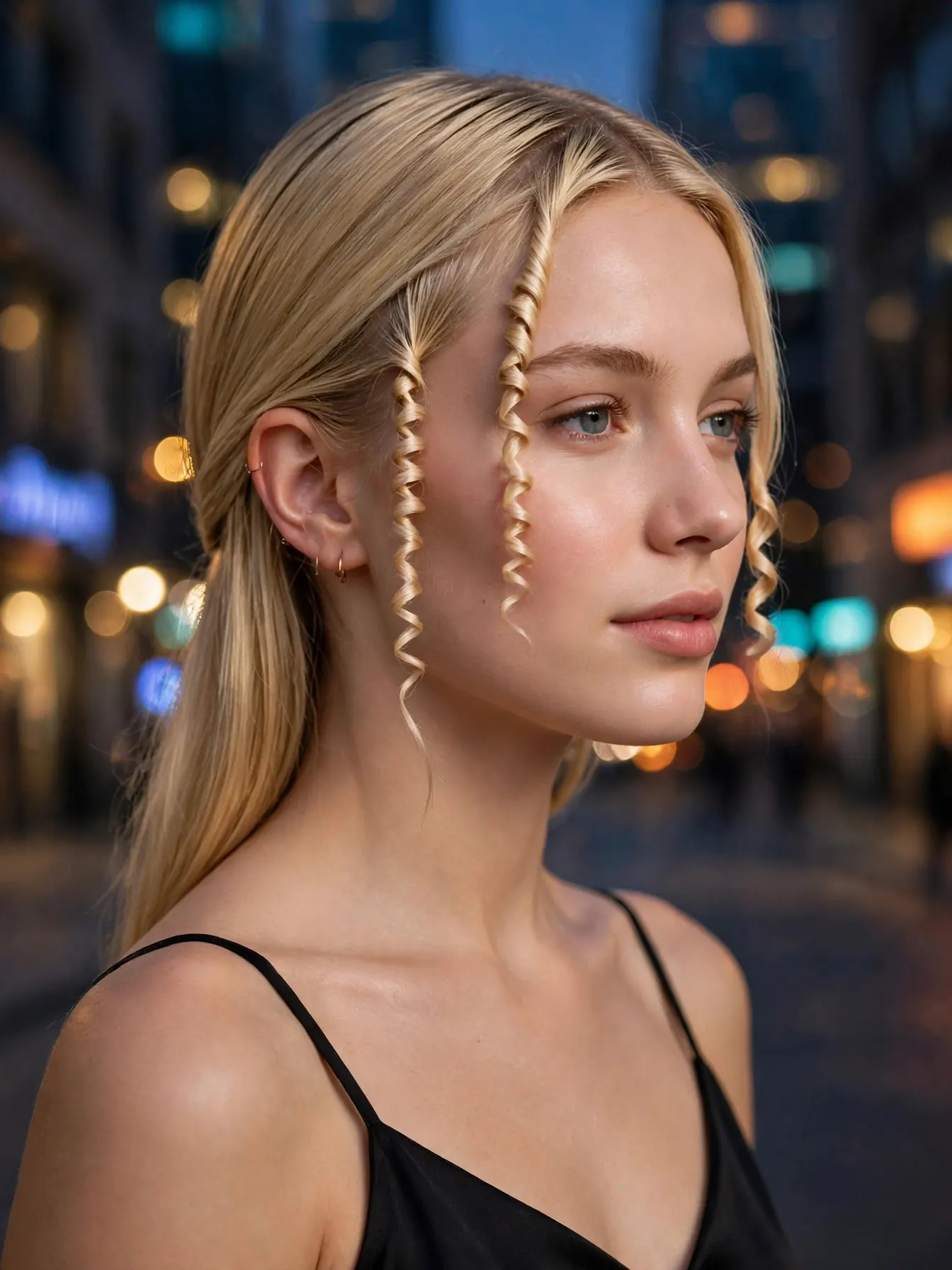 Face-framing crimp accents near the cheekbones