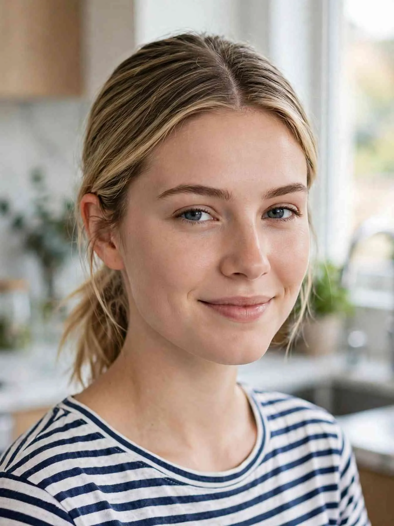 22 Clean Girl Hairstyles to Look Polished Every Day 5 Soft middle-part low ponytail, an easy everyday clean girl look