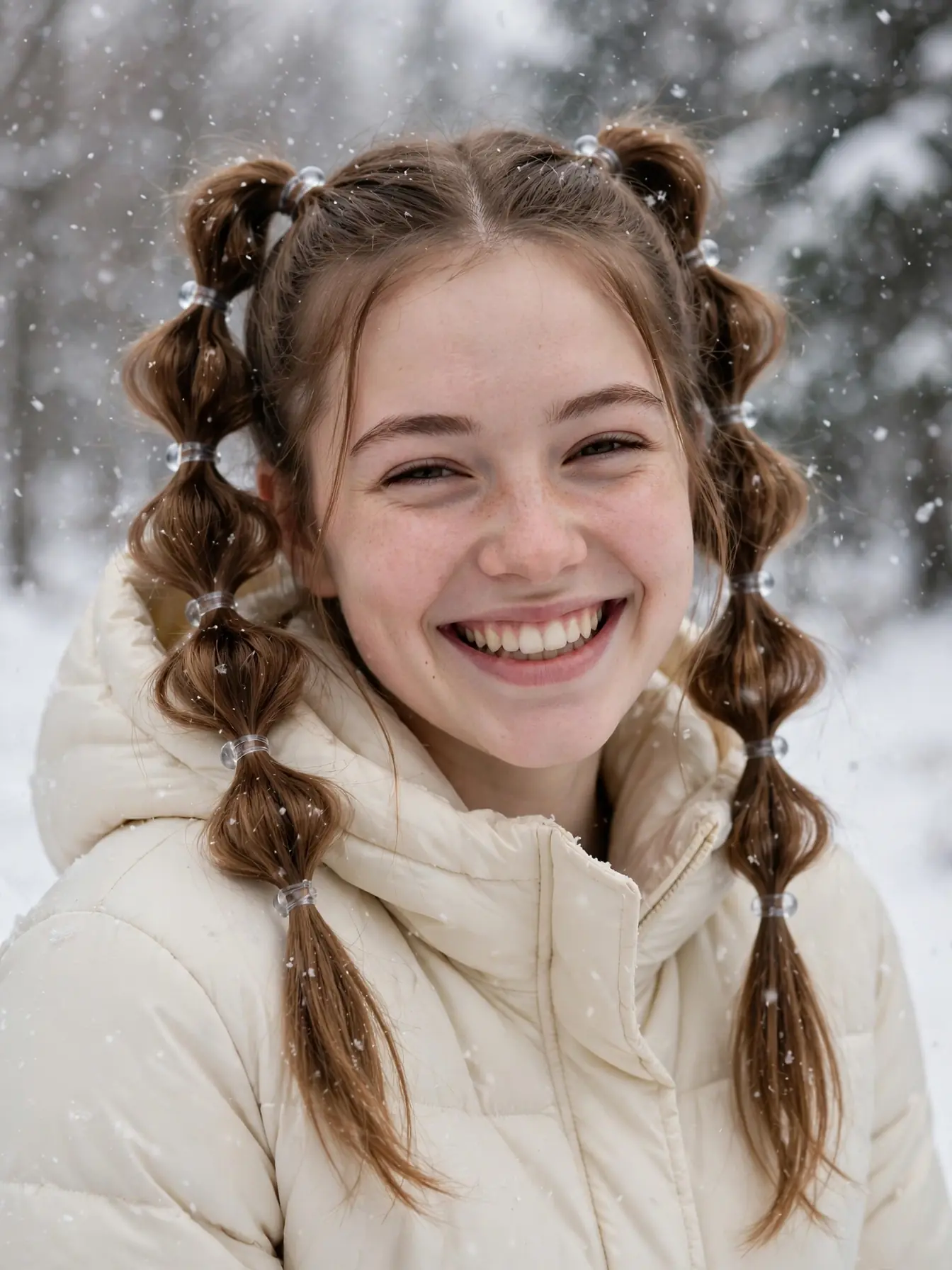 22 Cozy Winter Braid Hairstyles to Try This Season 6 Playful bubble braids with small elastics worn with a puffer jacket in the snow