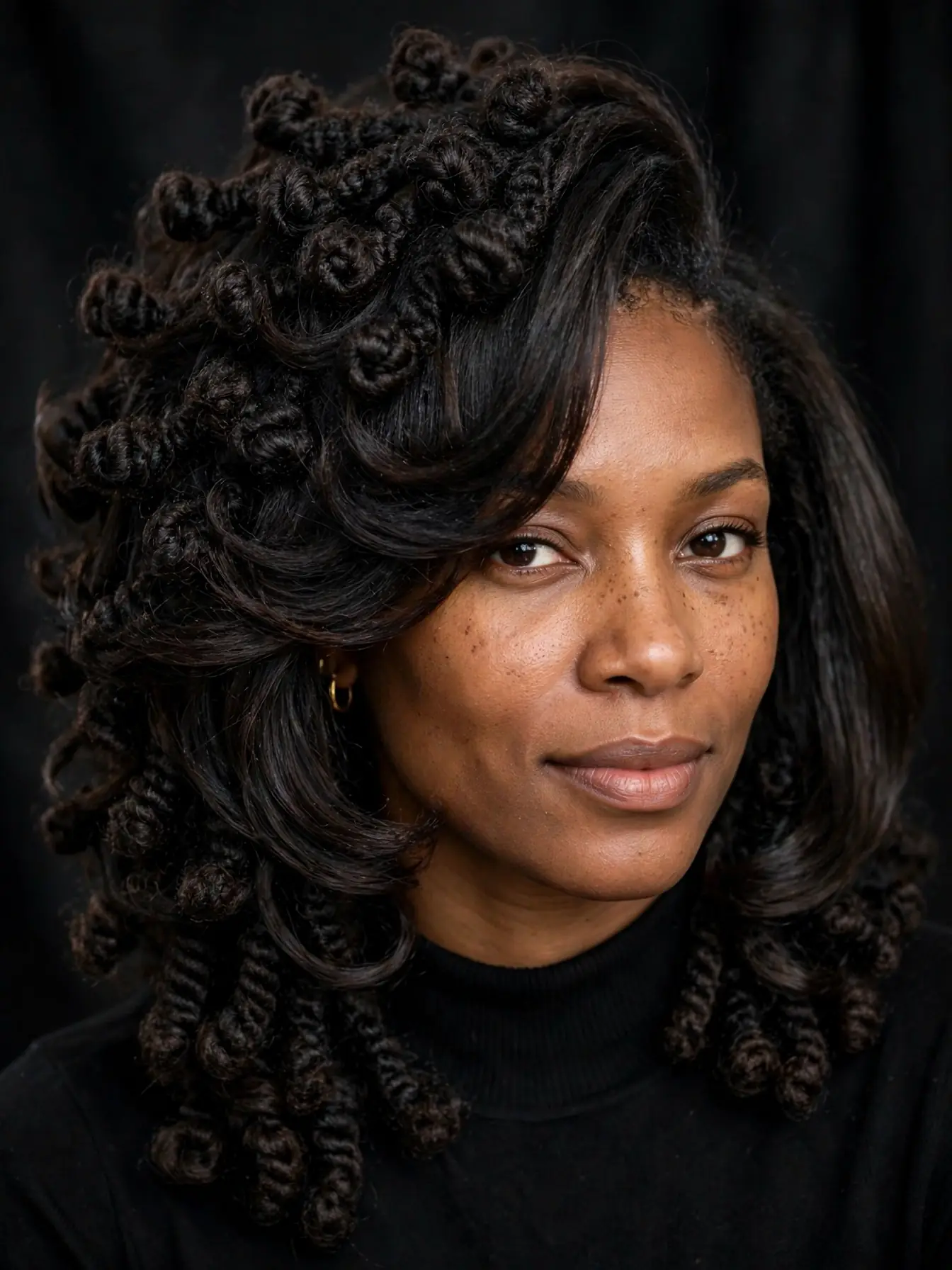 Voluminous layered miracle knots with face-framing layers