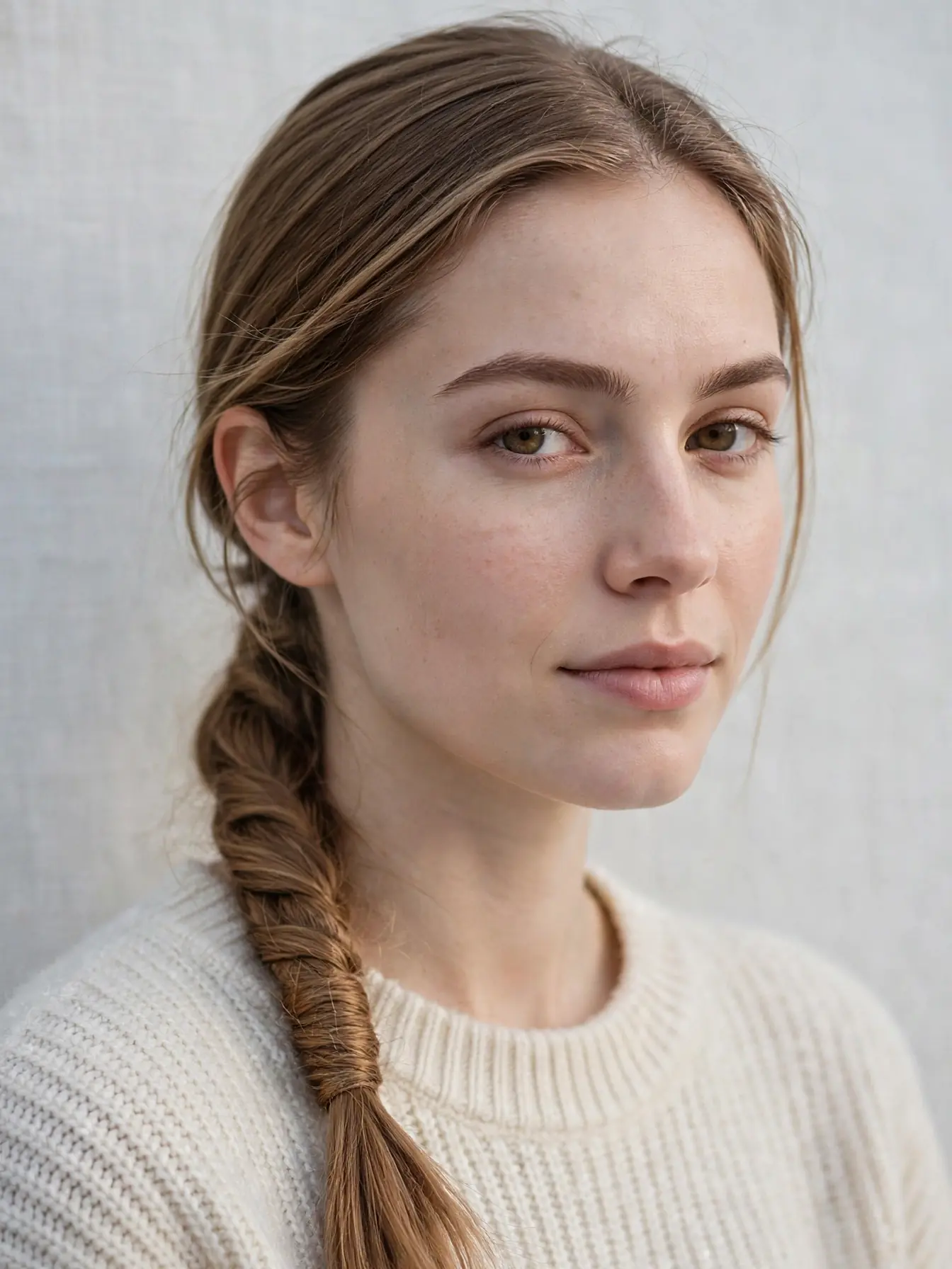 Low braided ponytail with a wrapped base