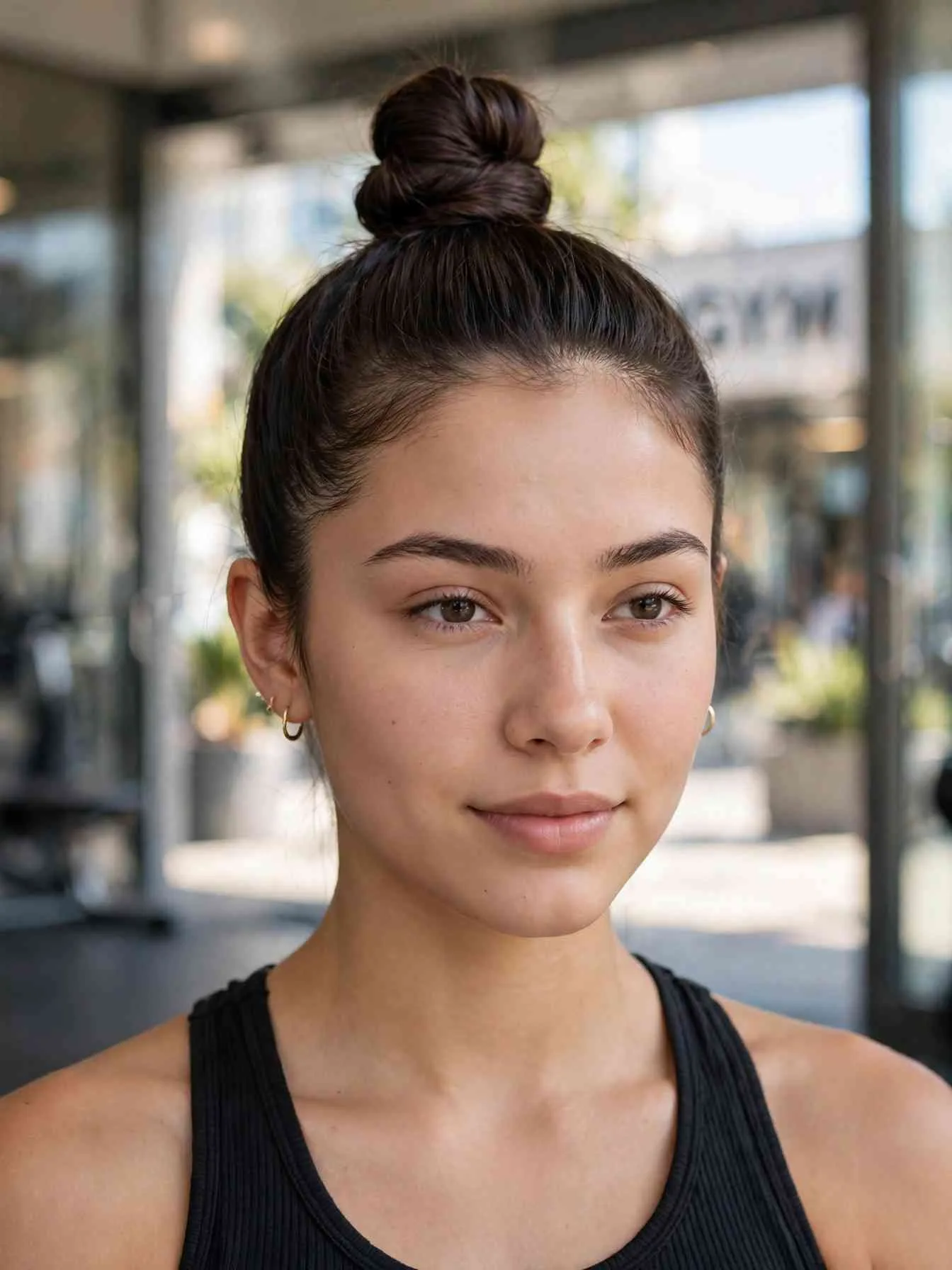 22 Clean Girl Hairstyles to Look Polished Every Day 8 High polished top knot with smooth flyaways