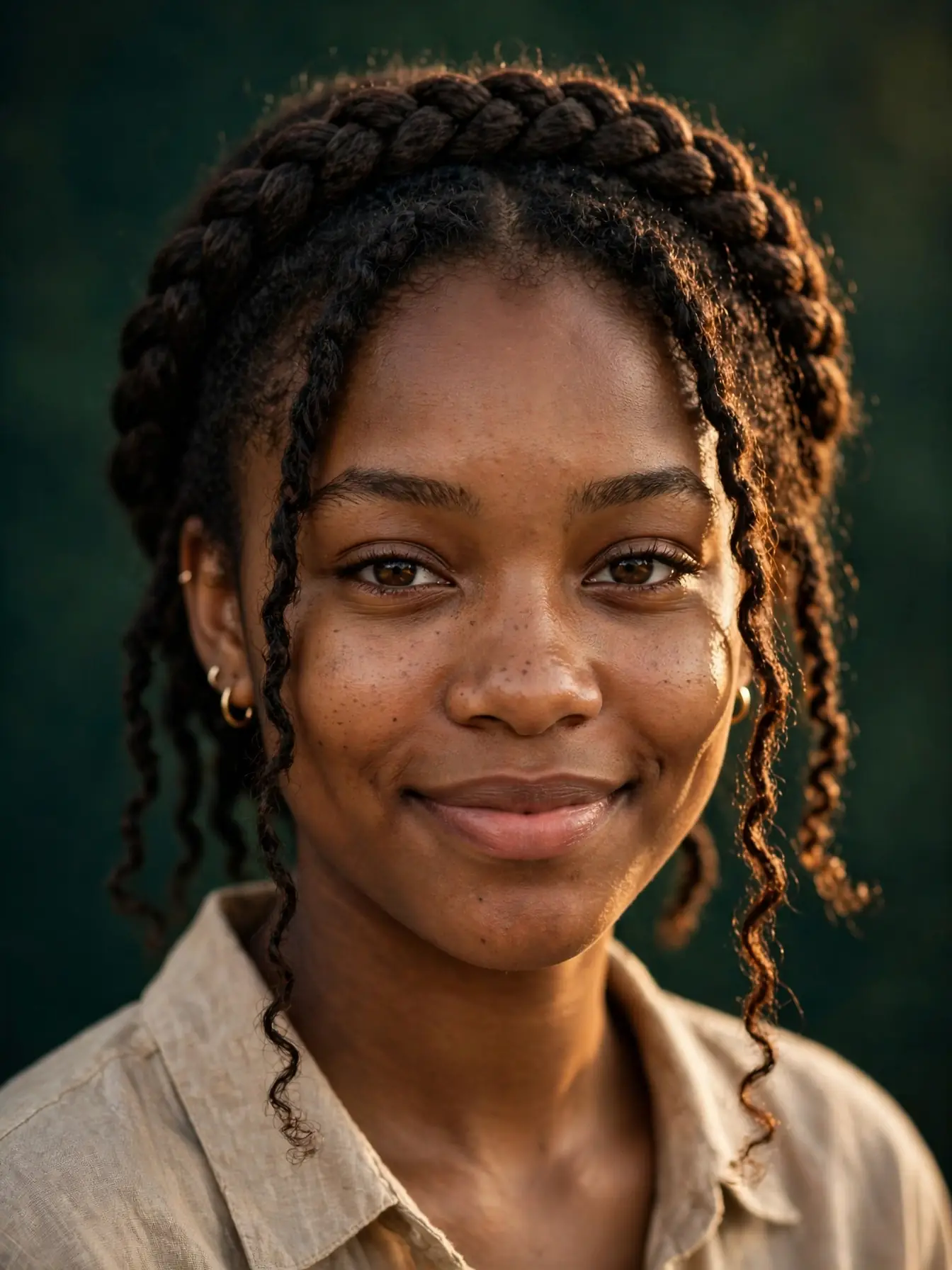 22 Cozy Winter Braid Hairstyles to Try This Season 10 Braided halo with soft front twists on curly textured hair with gold earrings