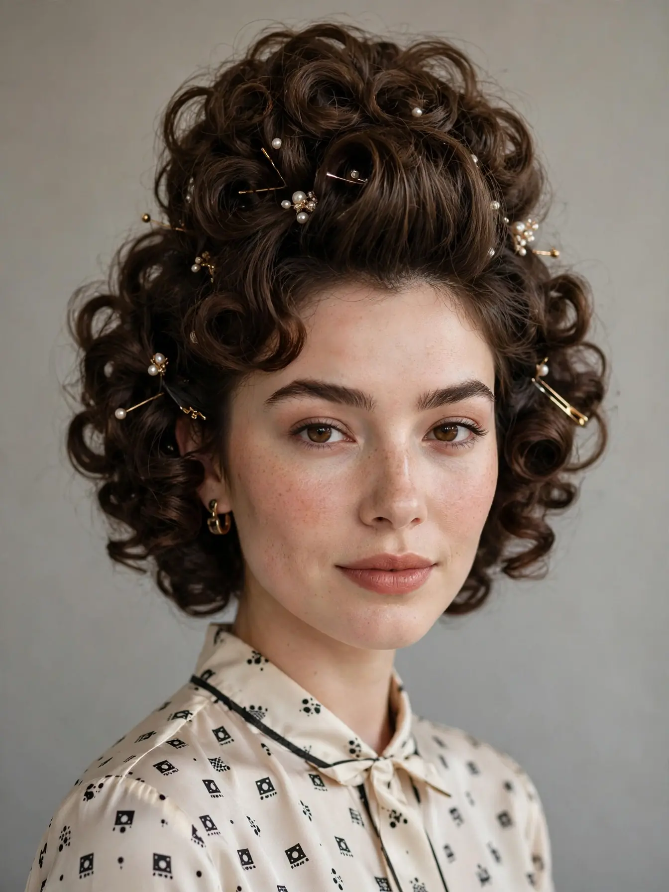 Elegant Updo for Curly Hairstyles: 20 Timeless Ideas 9 Pinned curly bouffant with crown height