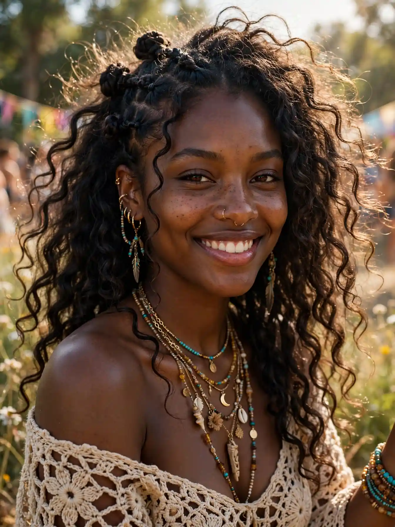 Boho miracle knots with loose free-flowing curls