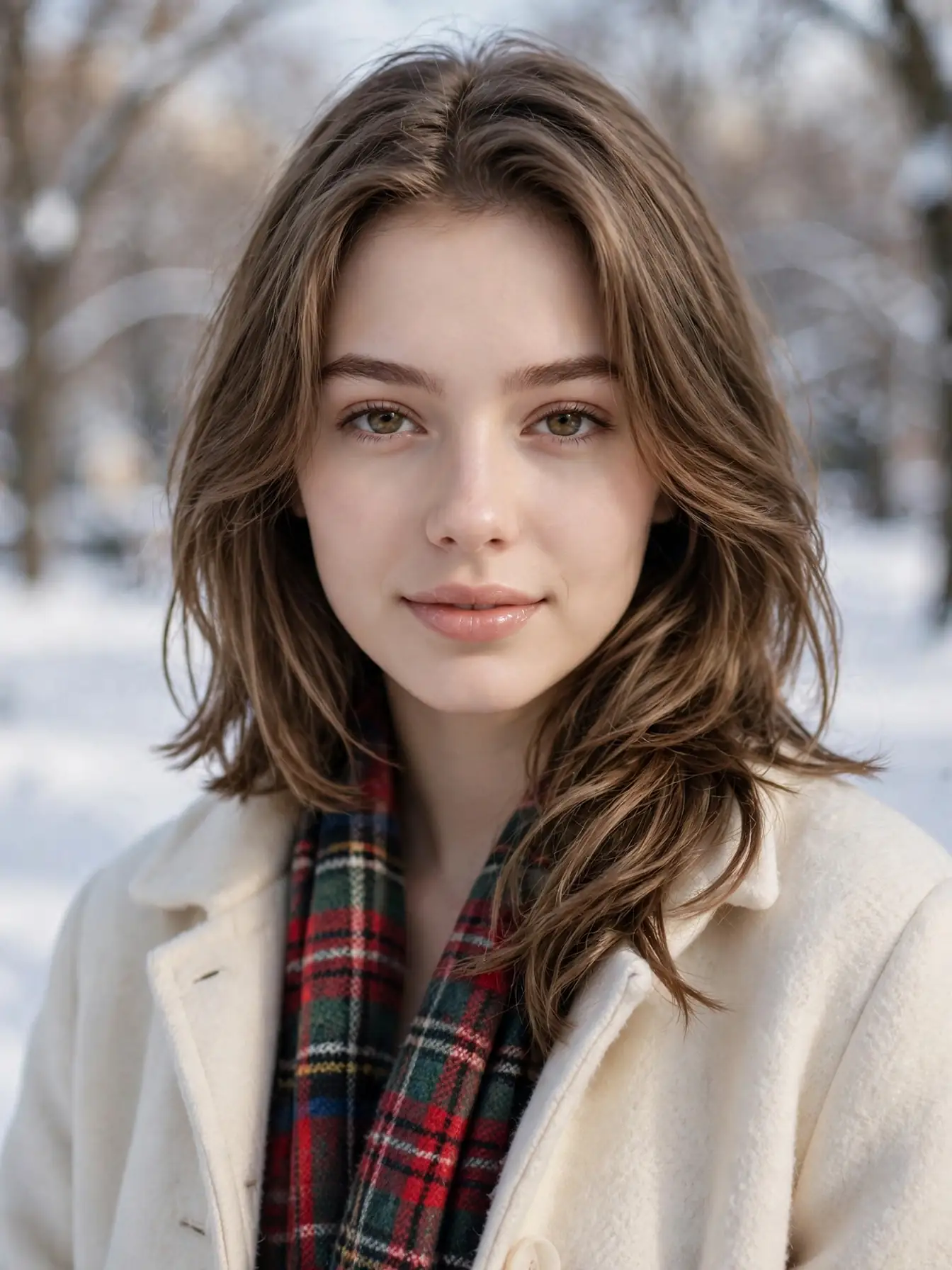 Collarbone-grazing winter lob with soft long layers and natural movement