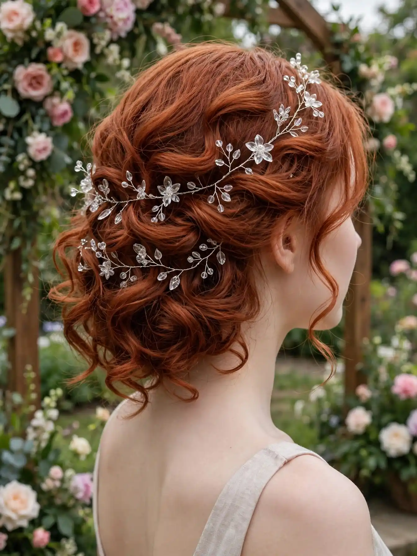 Soft curls with a crystal hair vine