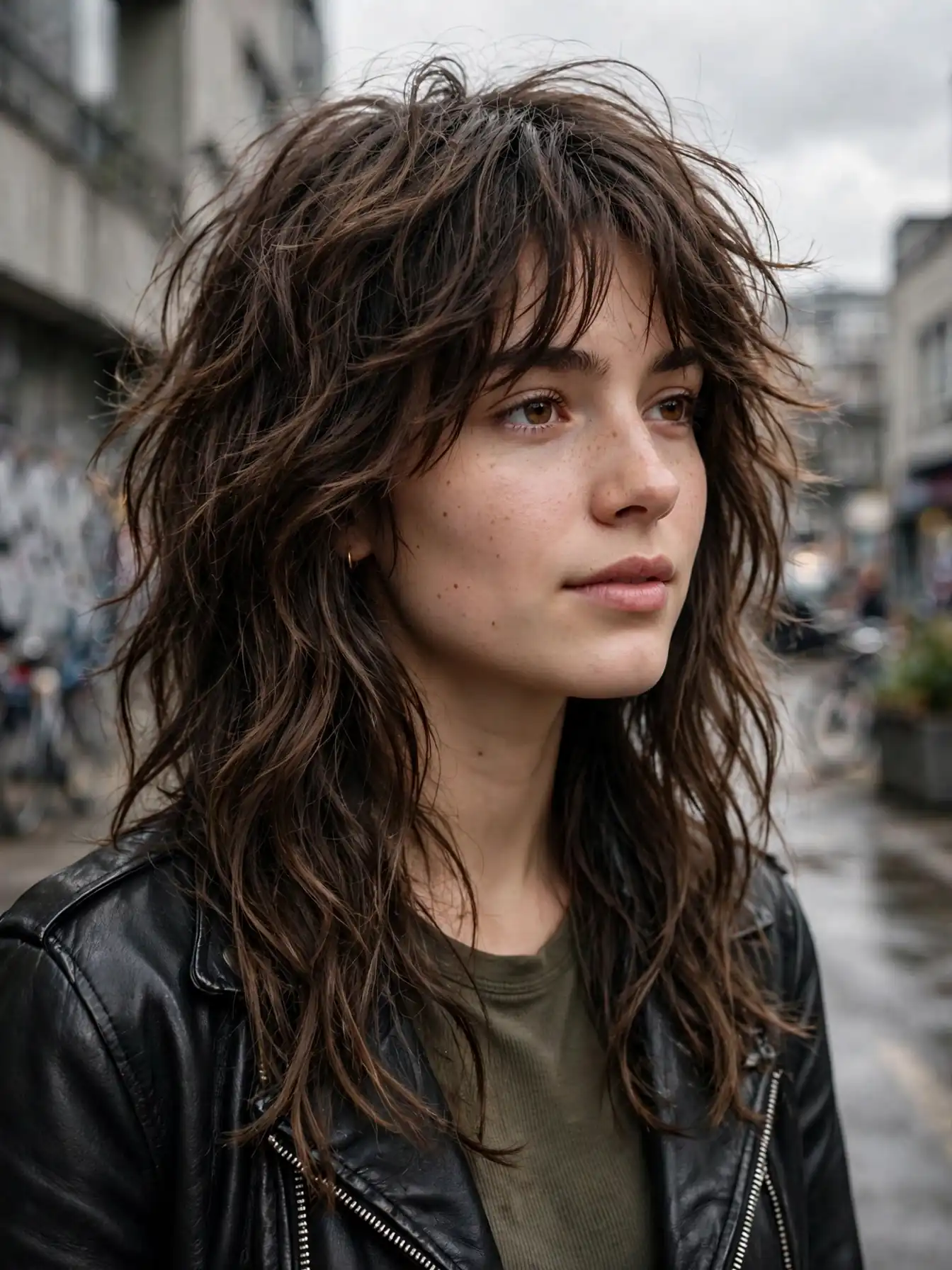Textured shaggy waves with choppy layers on long hair