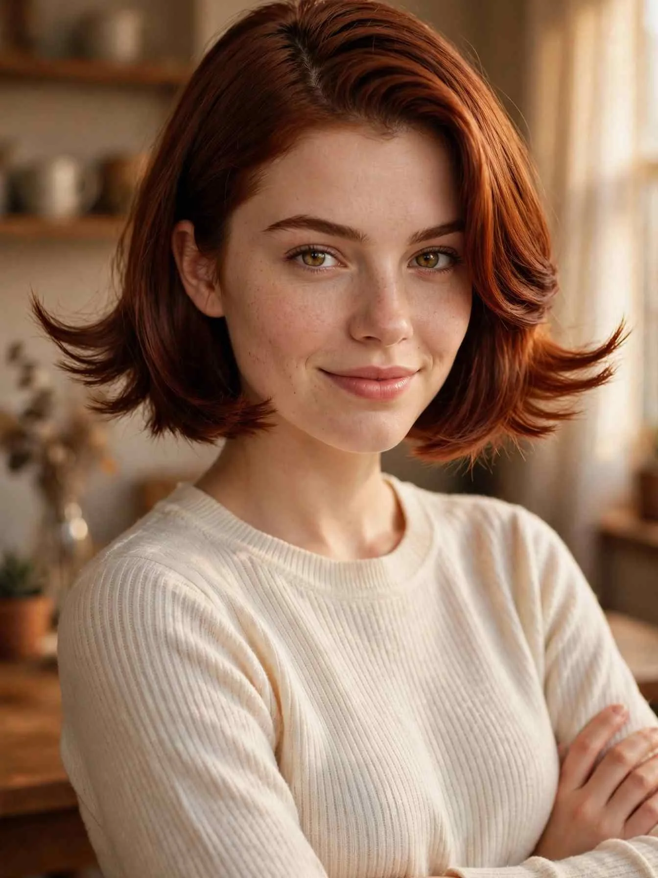 Feathered bob with deep side part
