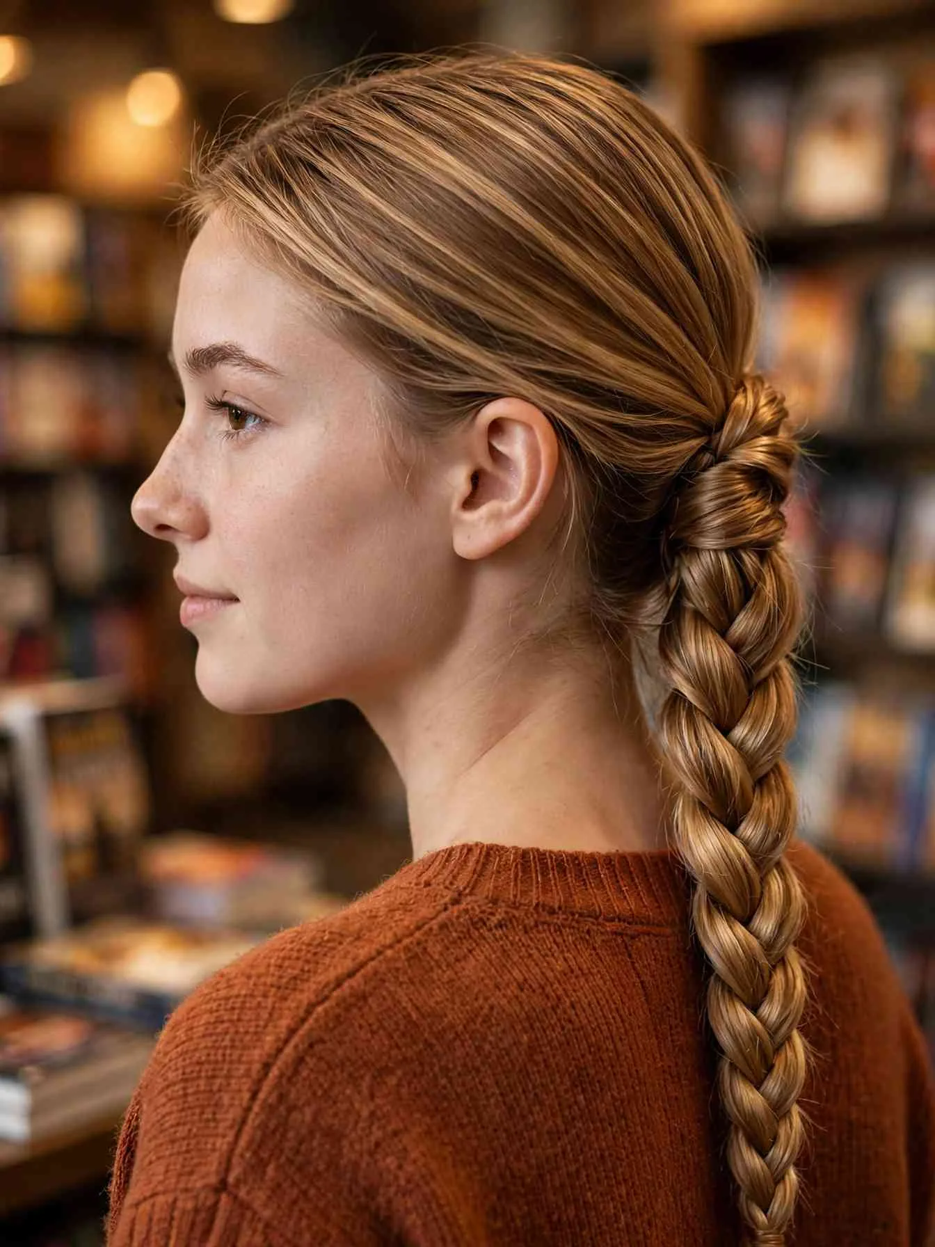 22 Clean Girl Hairstyles to Look Polished Every Day 15 Sleek fishtail braid on a low ponytail with serum shine