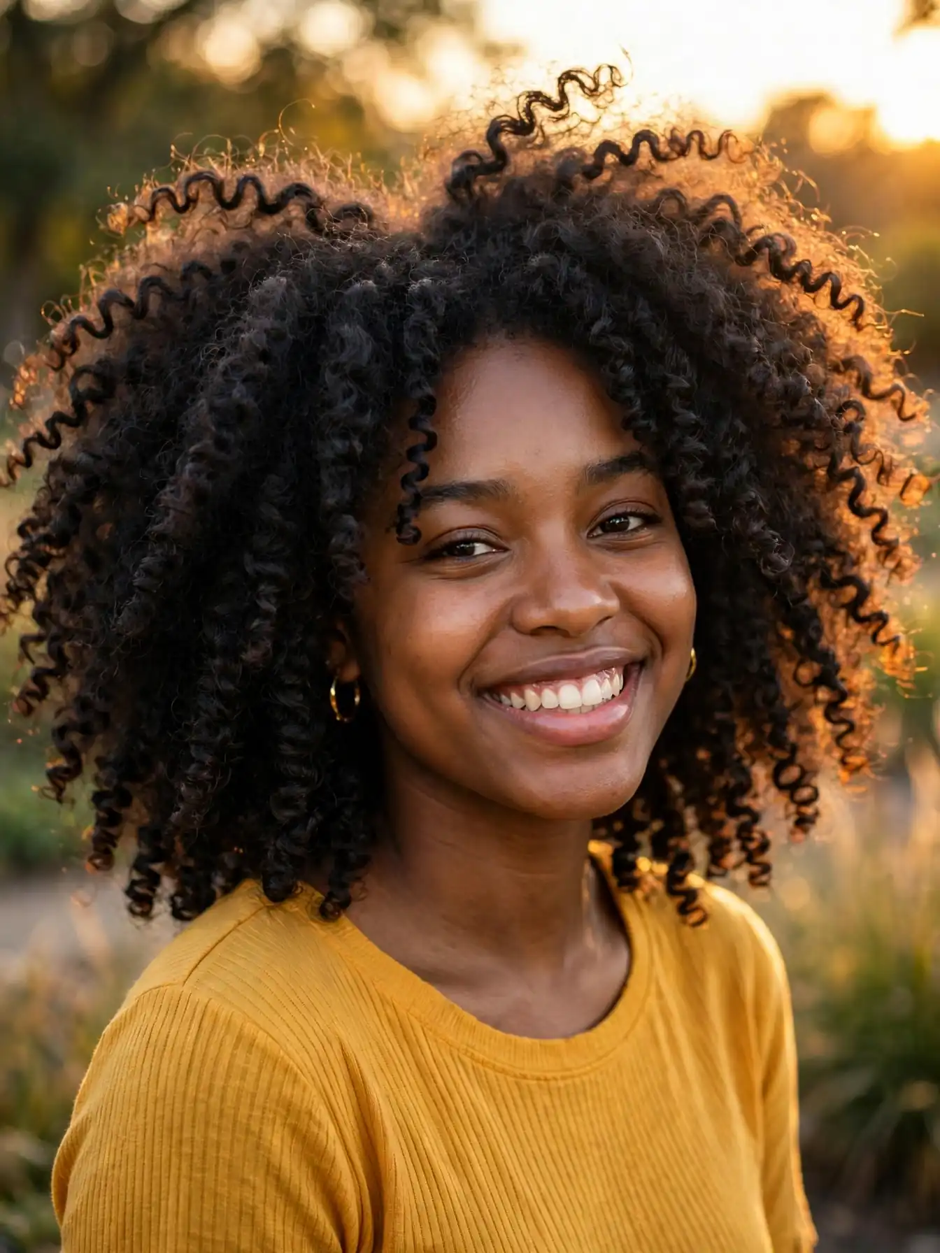 Big defined curls on natural 3C hair