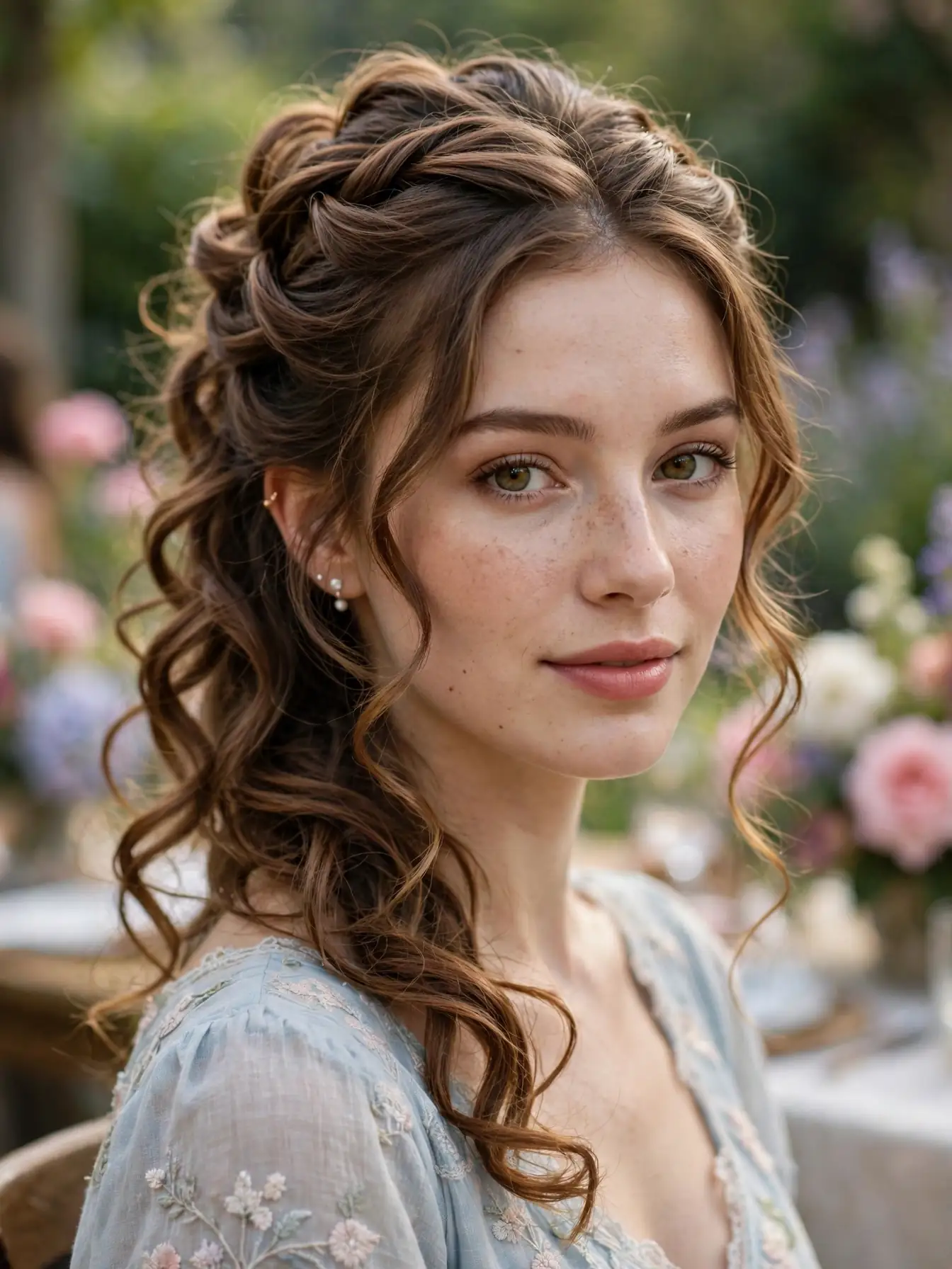 Elegant Updo for Curly Hairstyles: 20 Timeless Ideas 16 Waterfall twist updo with flowing curls