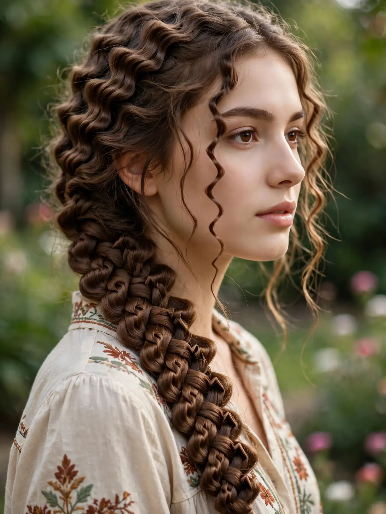 Fishtail braid woven from crimped hair