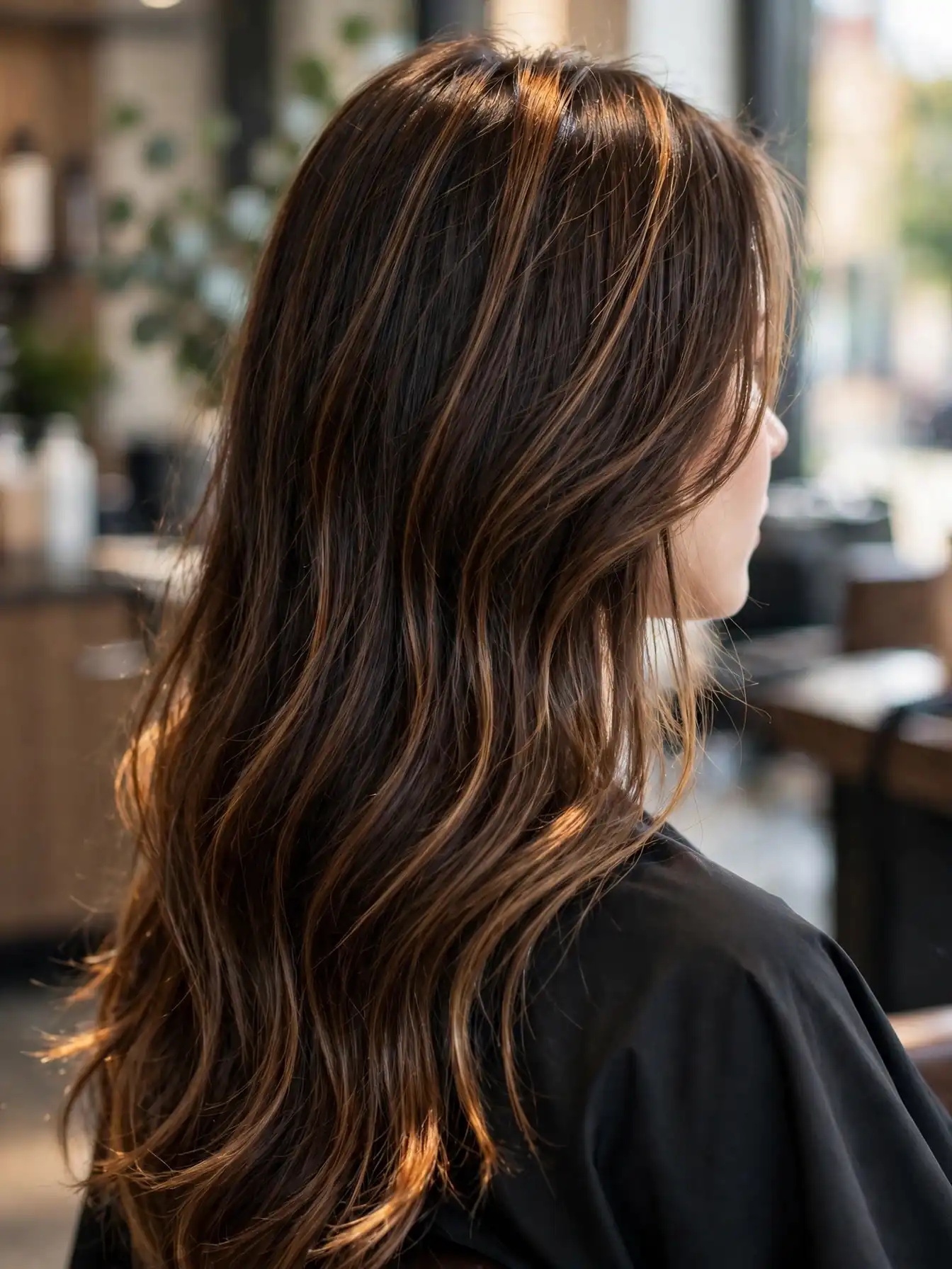 23 Espresso Mocha Balayage Ideas for Glossy Fall Hair 17 Espresso mocha balayage with scattered caramel accents