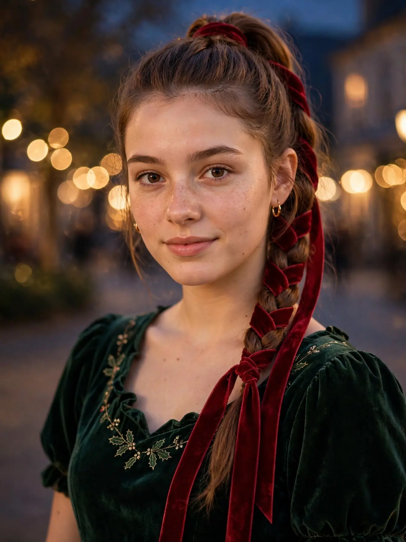22 Cozy Winter Braid Hairstyles to Try This Season 19 Braided ponytail with a deep-red velvet ribbon woven through the plait