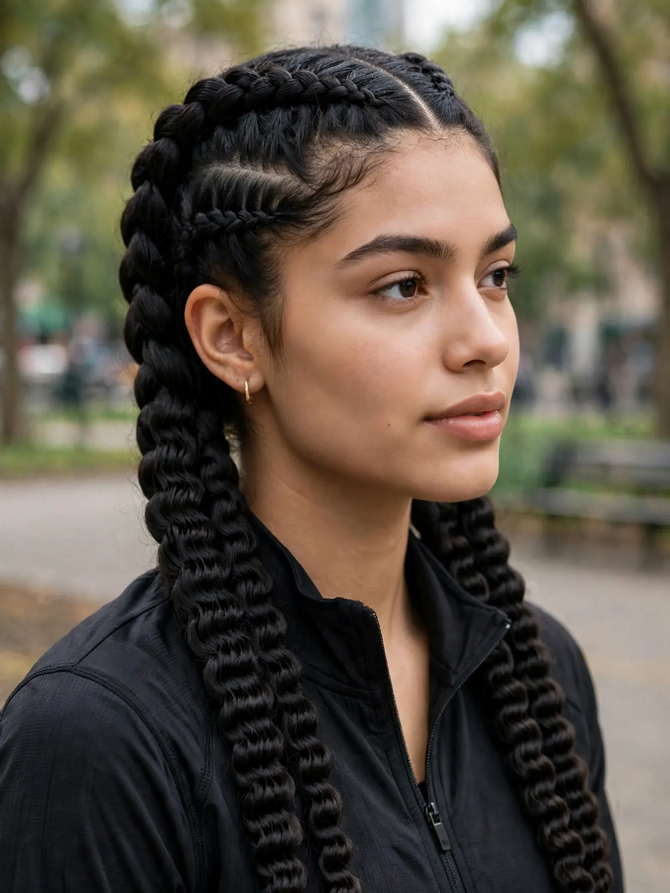 Dutch braids on crimped hair