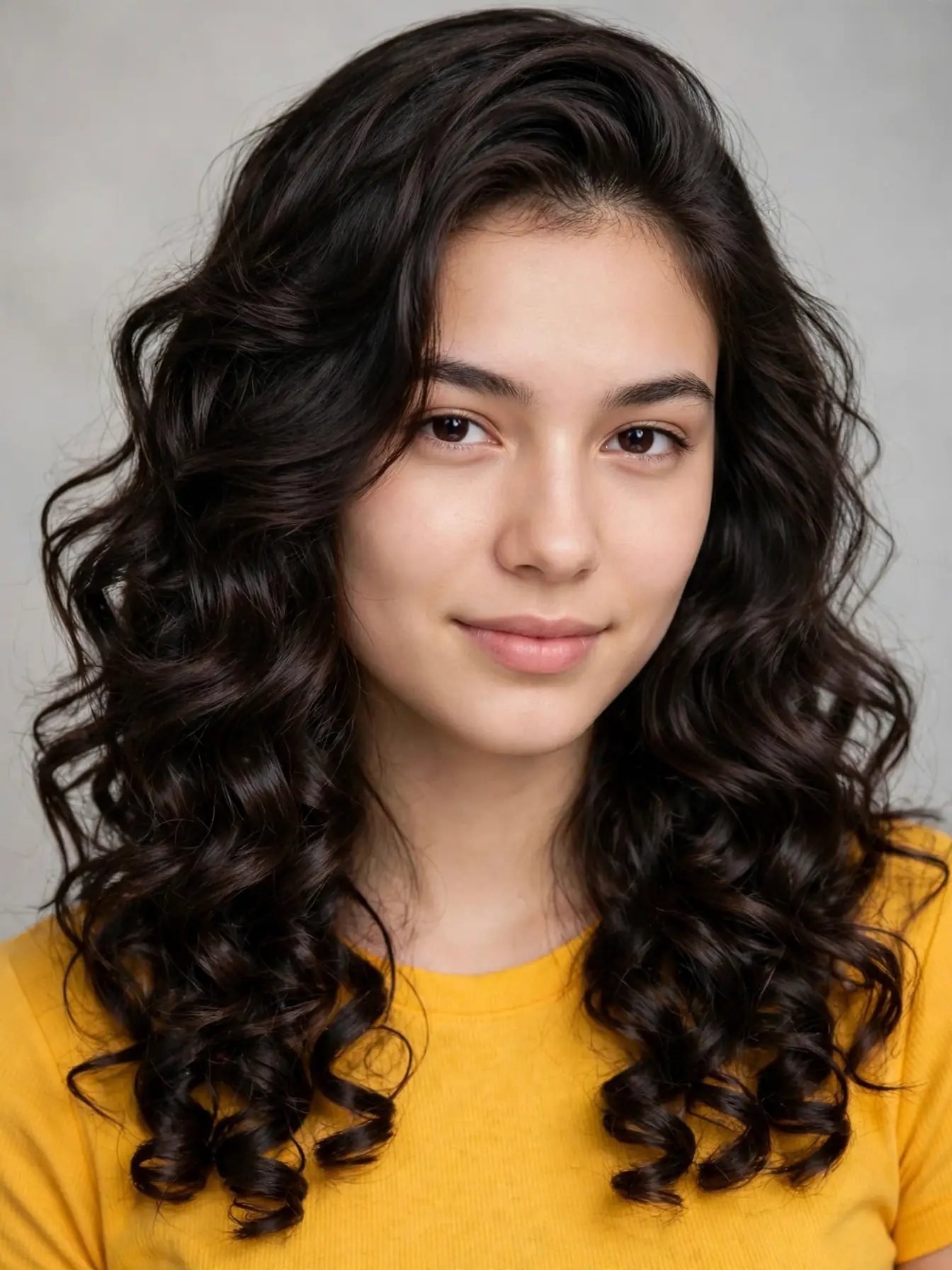 Mixed spiral curls and loose waves for dimensional long hair