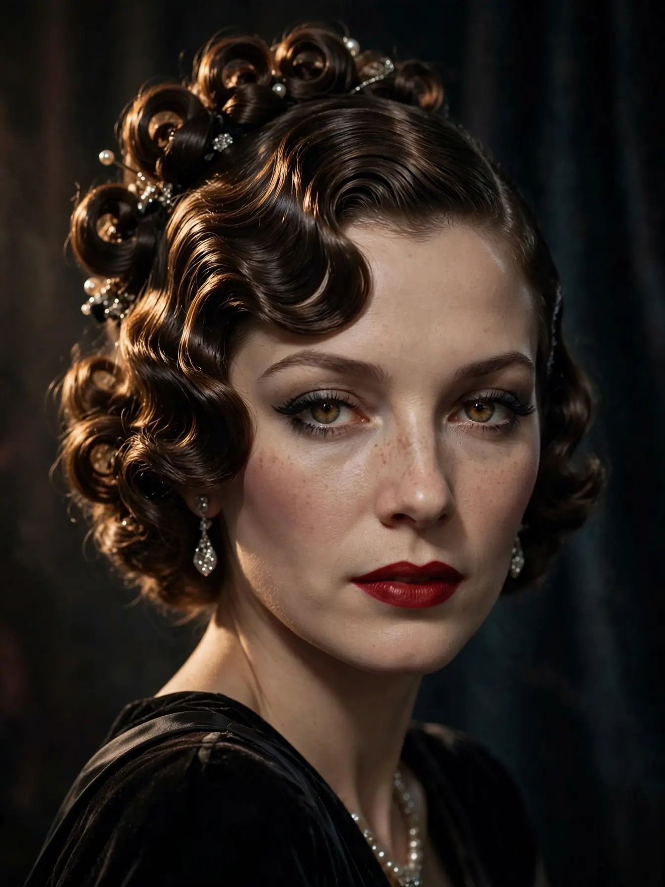 Elegant Updo for Curly Hairstyles: 20 Timeless Ideas 18 Vintage finger wave updo with pinned curls