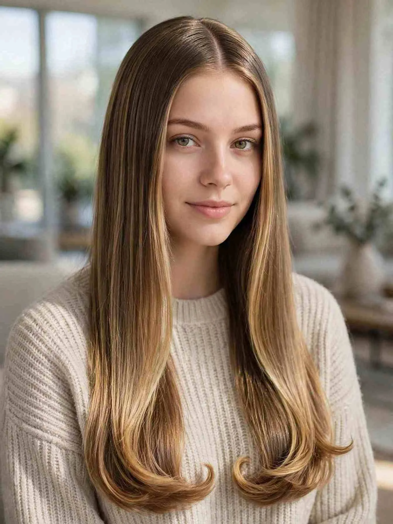 22 Clean Girl Hairstyles to Look Polished Every Day 18 Sleek middle-part lengths with ends curved gently inward