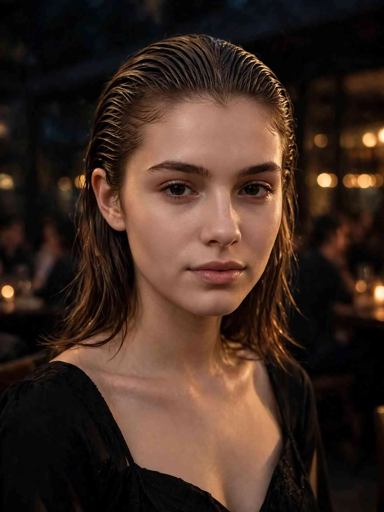 22 Clean Girl Hairstyles to Look Polished Every Day 19 Slicked-back wet look with combed gelled texture