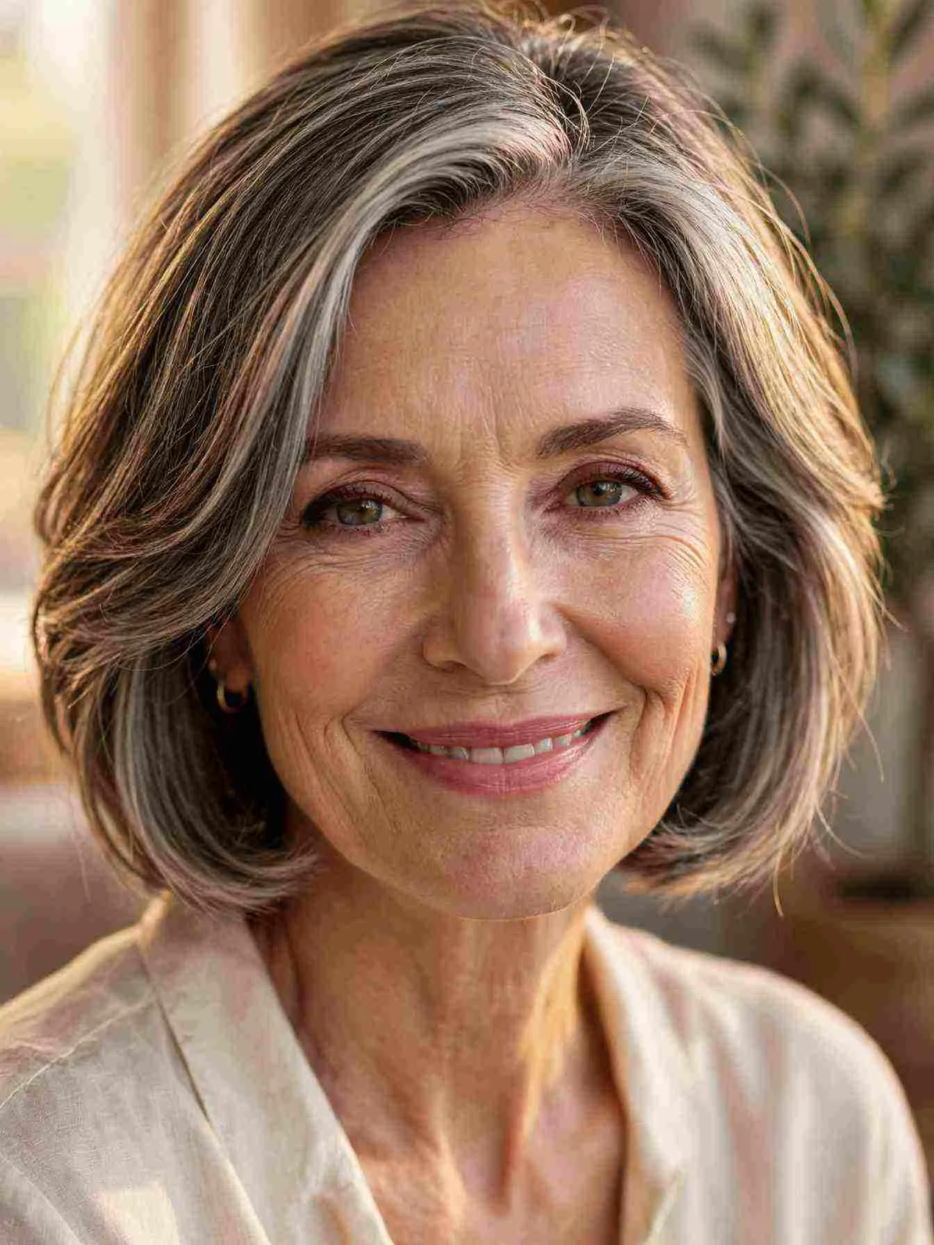 Feathered bob for older women
